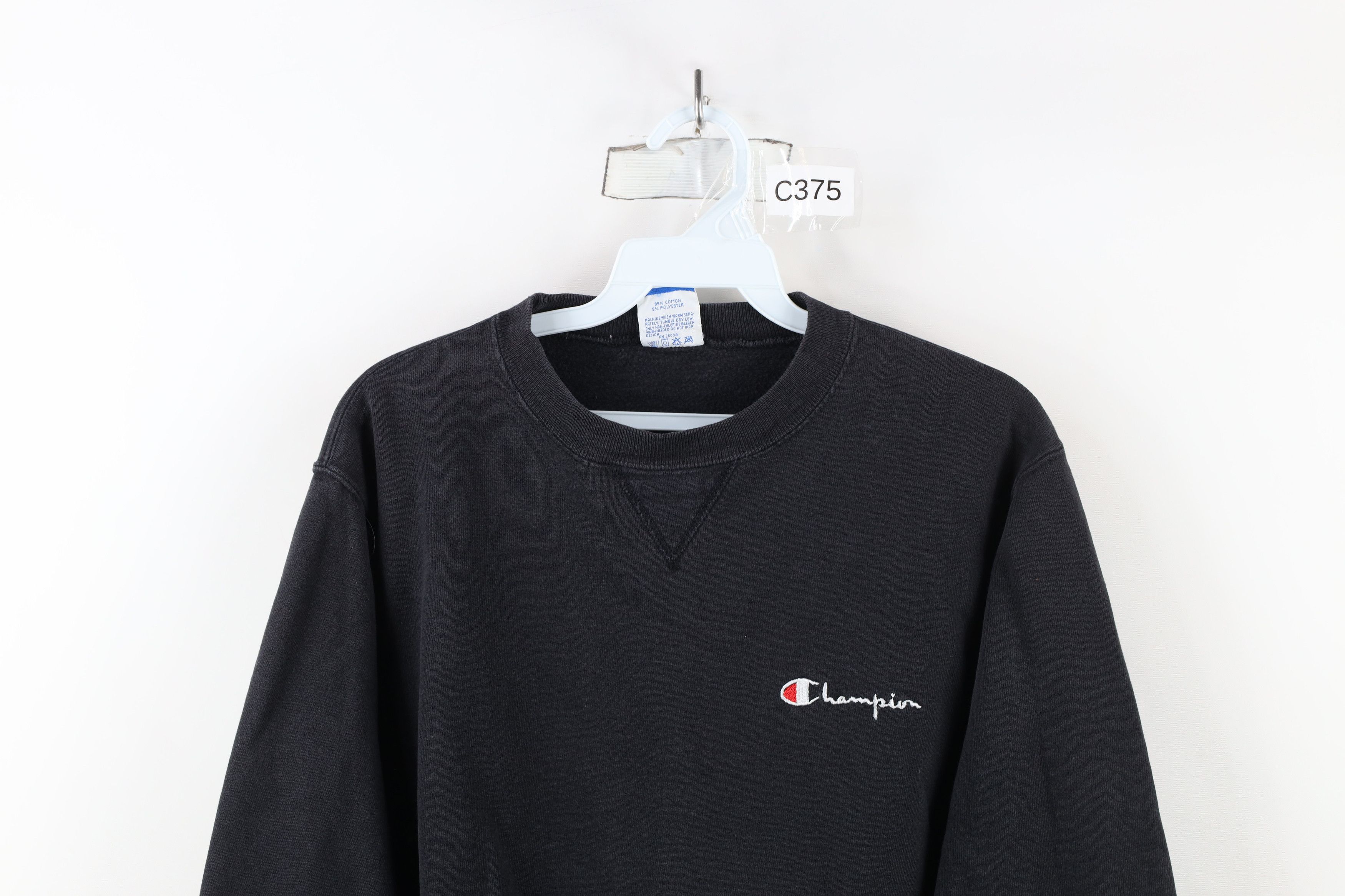 Champion × Vintage Vintage 90s Champion Spell Out Crewneck Sweatshirt Black USA Size L / US 10 / IT 46 - 2 Thumbnail