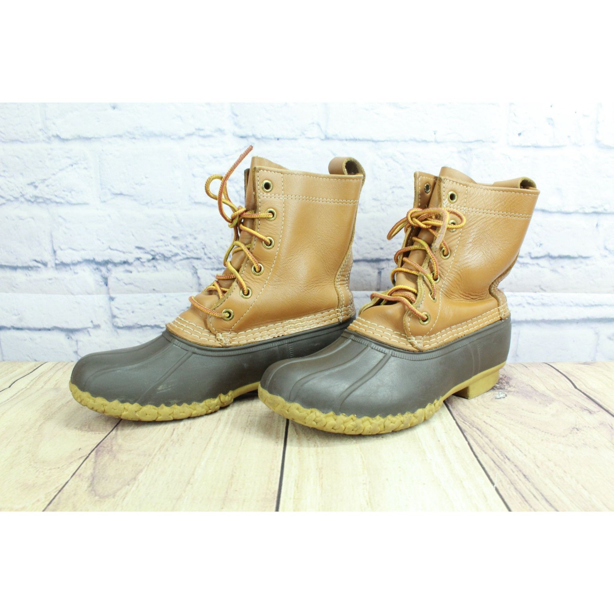 L.L. Bean × Leather LL Bean Women's Leather Lace Up Insulated Duck Boots 5 M Size US 5 / IT 35 - 2 Thumbnail