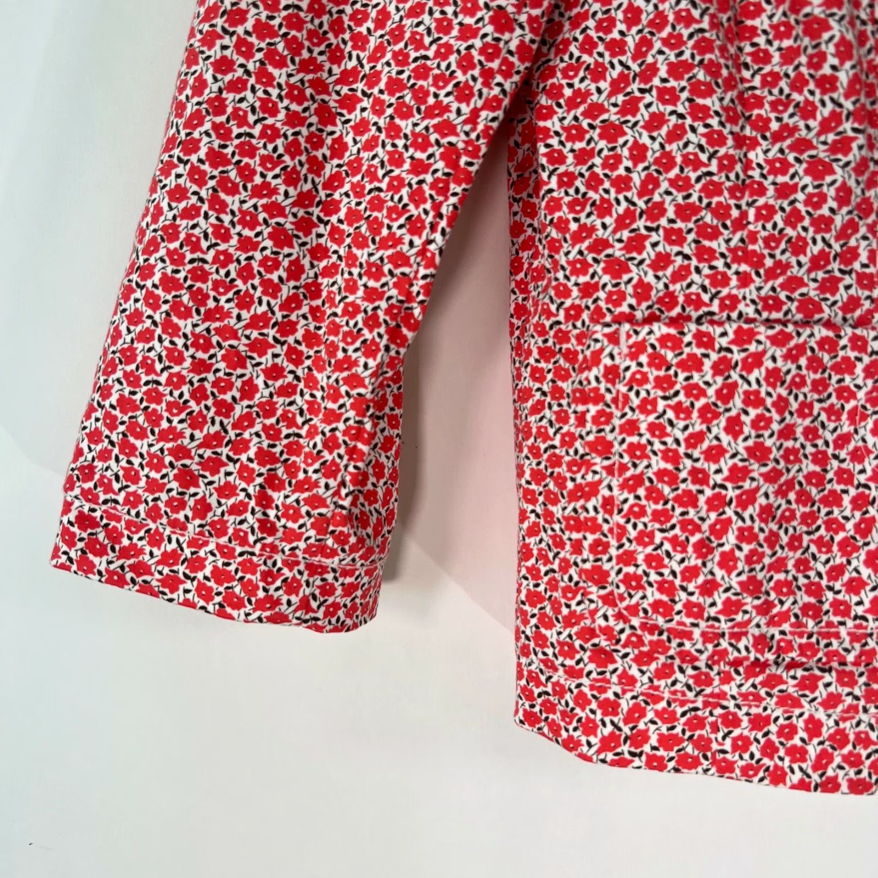 Liz Claiborne VINTAGE Liz Claiborne Women's Blazer Jacket - Red Floral Print 8, 3/4 Sleeve, Casual Formal Size M / US 6-8 / IT 42-44 - 4 Thumbnail