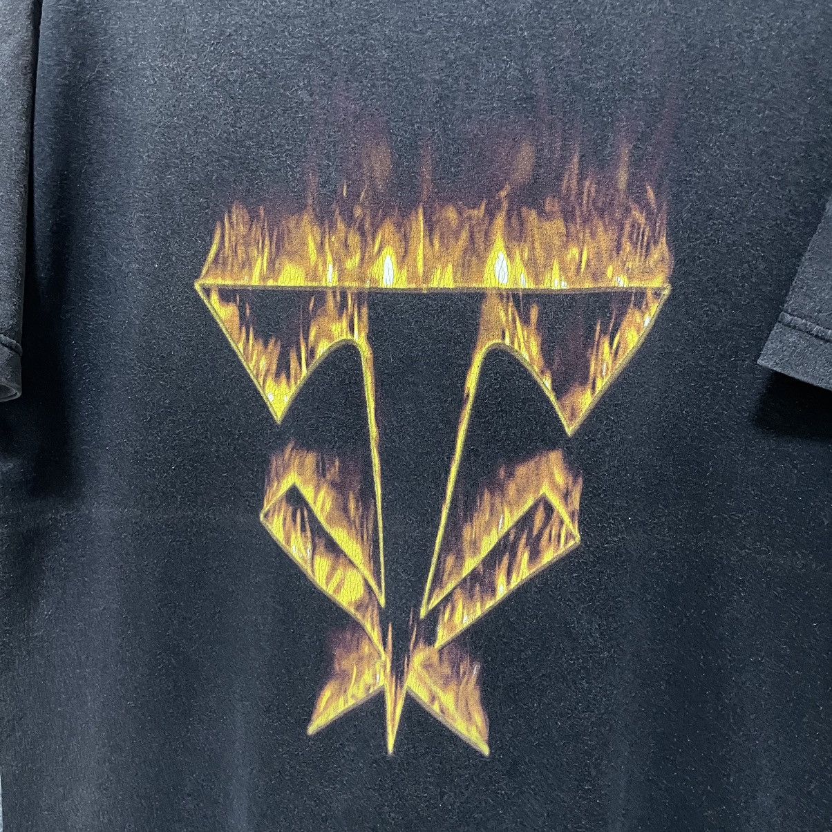 Vintage × WWE 2000s WWE The Undertaker Flaming Cross Logo Faded Black Tee Size US L / EU 52-54 / 3 - 2 Thumbnail