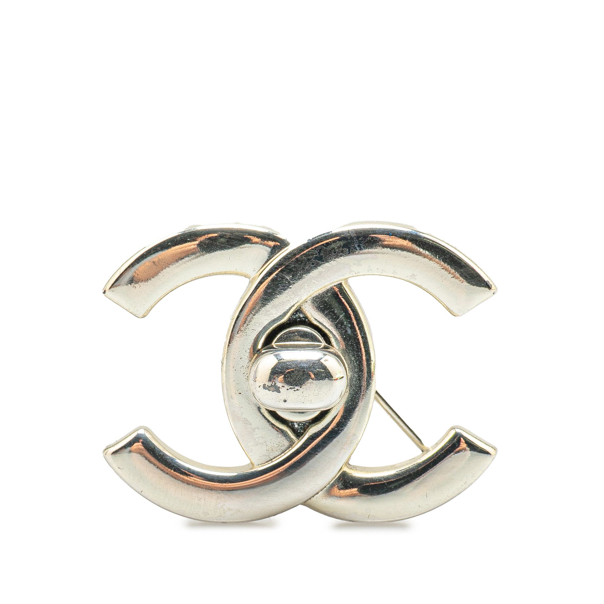 Chanel Chanel Silver CC Turn-Lock Brooch Size ONE SIZE - 1 Thumbnail