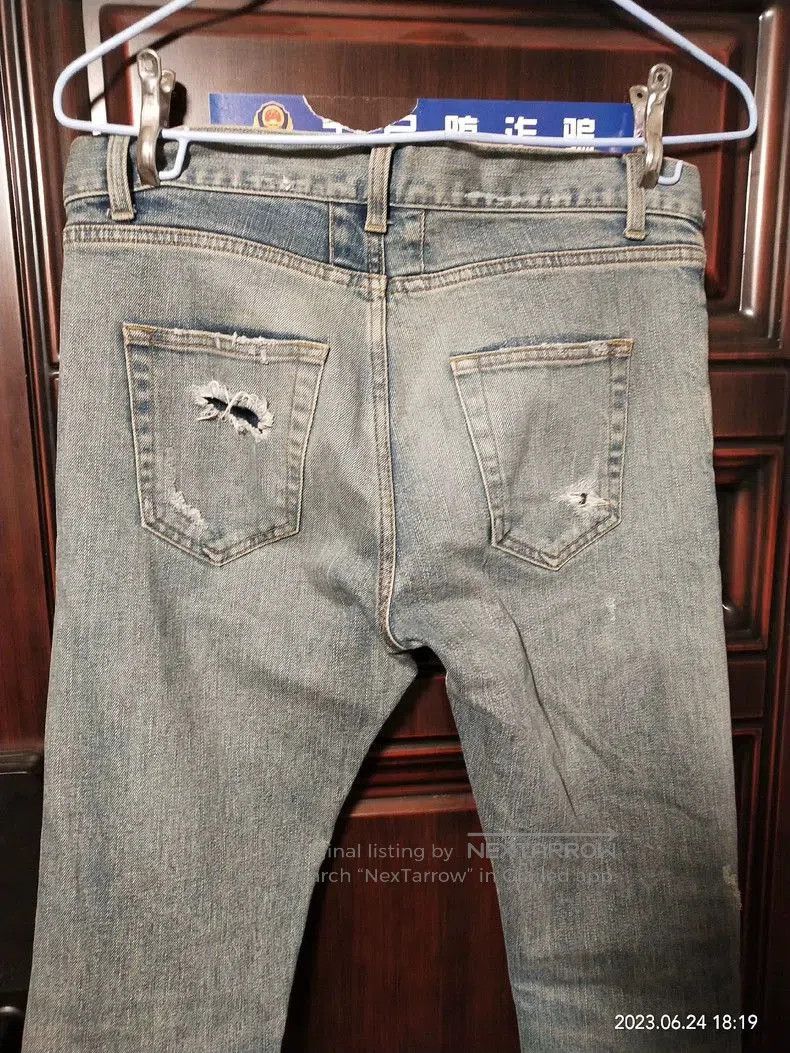 Saint Laurent Paris SLP Blue Distressed Denim Jeans. Size US 30 / EU 46 - 7 Thumbnail