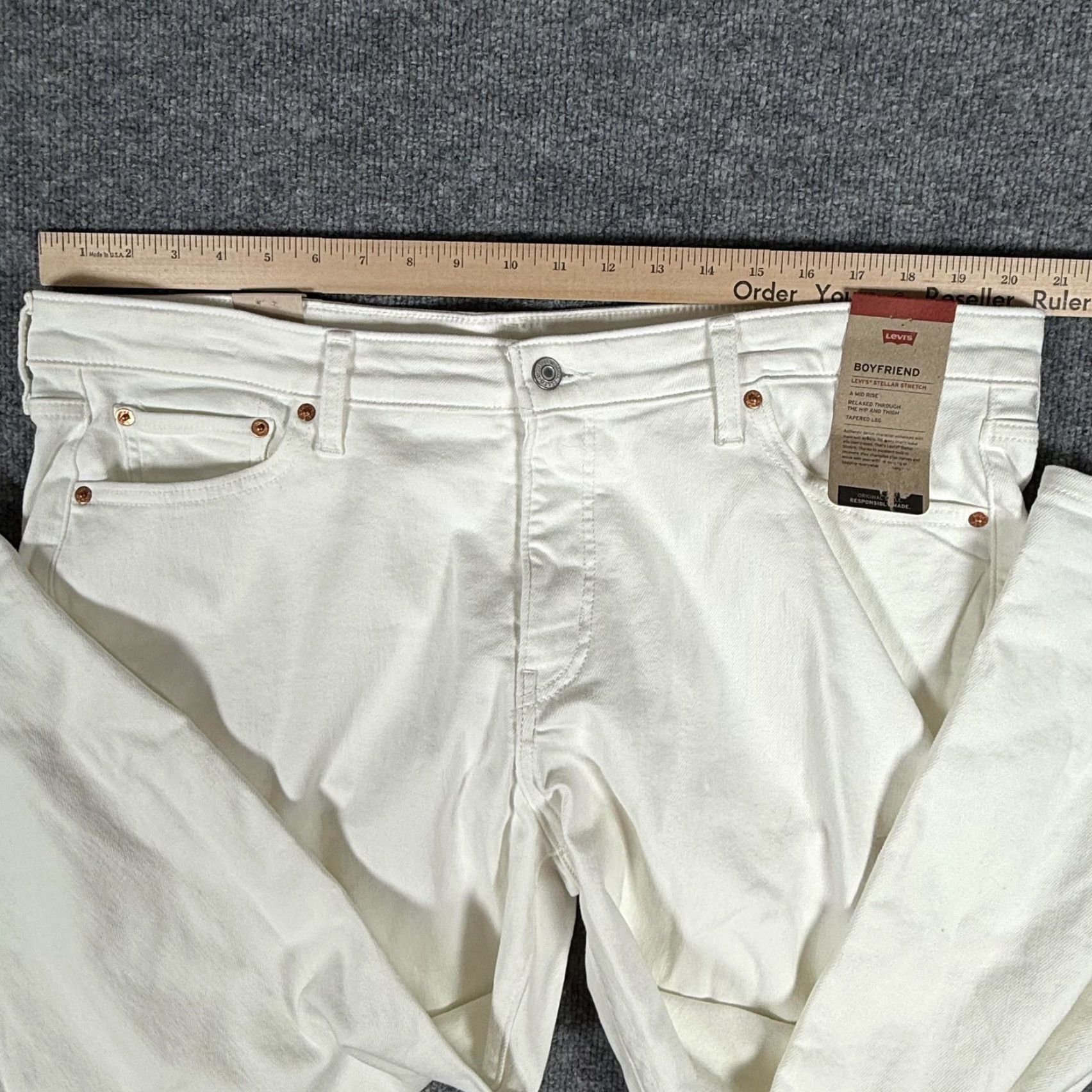 Levi's Levi's Boyfriend Jeans Womens 22 White Stellar Stretch Relaxed Fit Tapered Pants Jeans Size 40" / US 18 - 7 Thumbnail