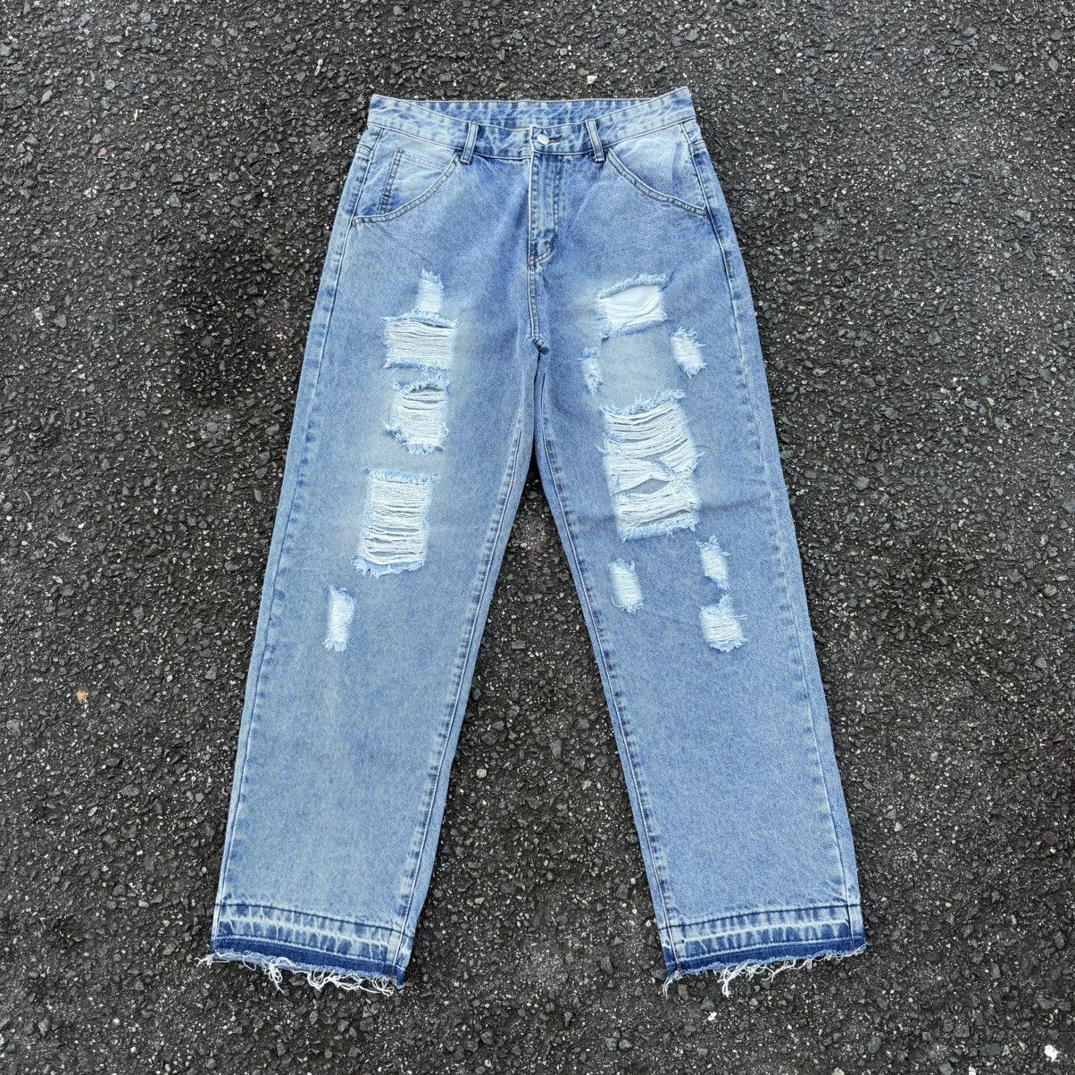 VINTAGE SHEIN FADED RIPPEP JEAN DENIM PANTS