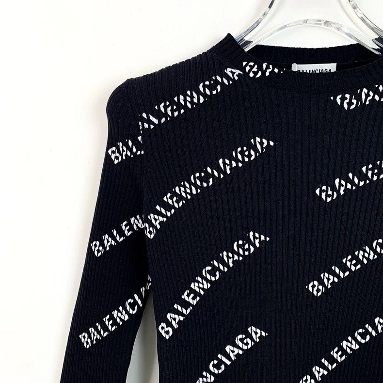 Balenciaga Balenciaga Black logo full print knit sweater Size US XS / EU 42 / 0 - 3 Thumbnail