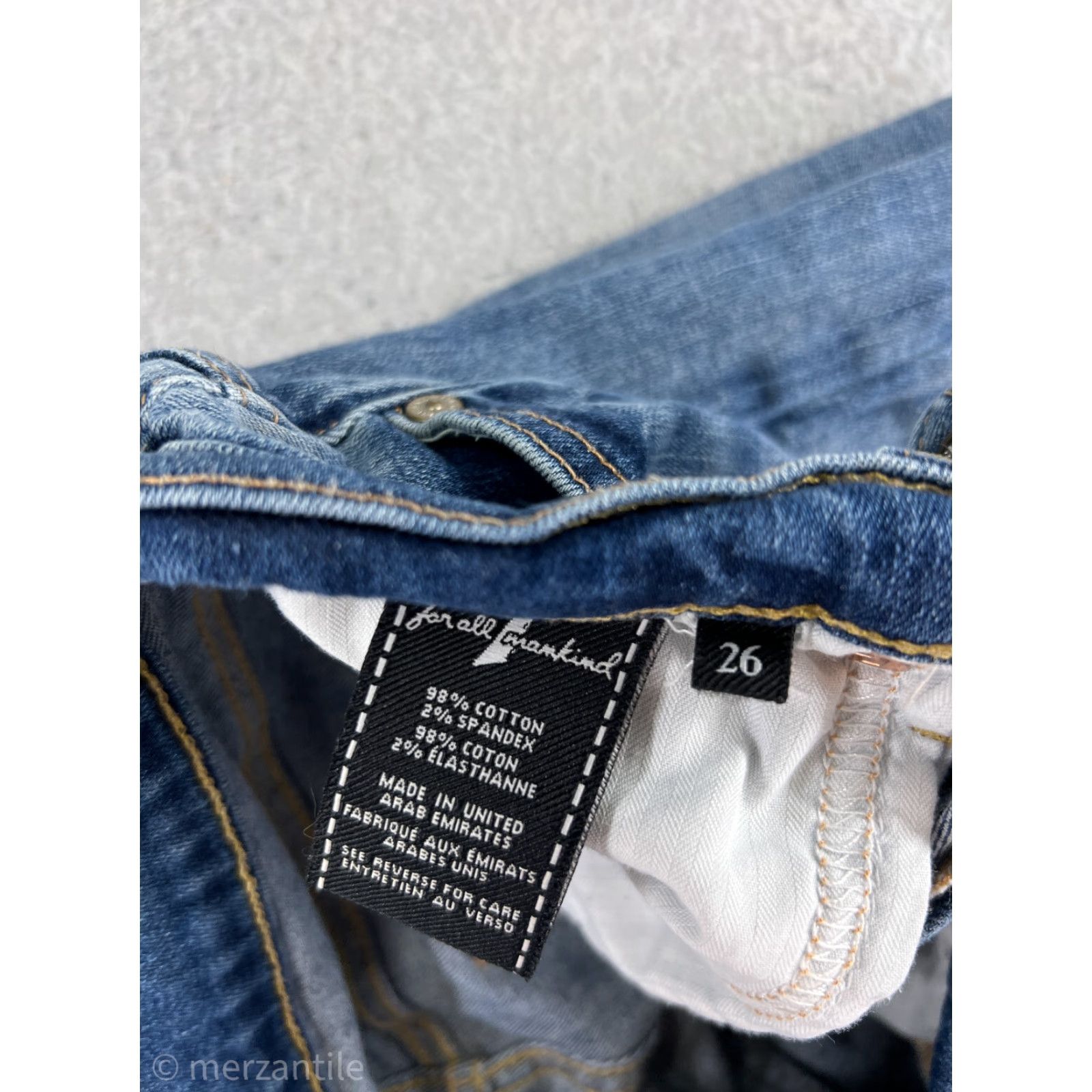 7 For All Mankind VINTAGE 7 For All Mankind Men's Jeans Size 26 Blue Distressed Cotton Denim Mid Rise Straight Fit Size 25" / US 0 / IT 36 - 4 Thumbnail