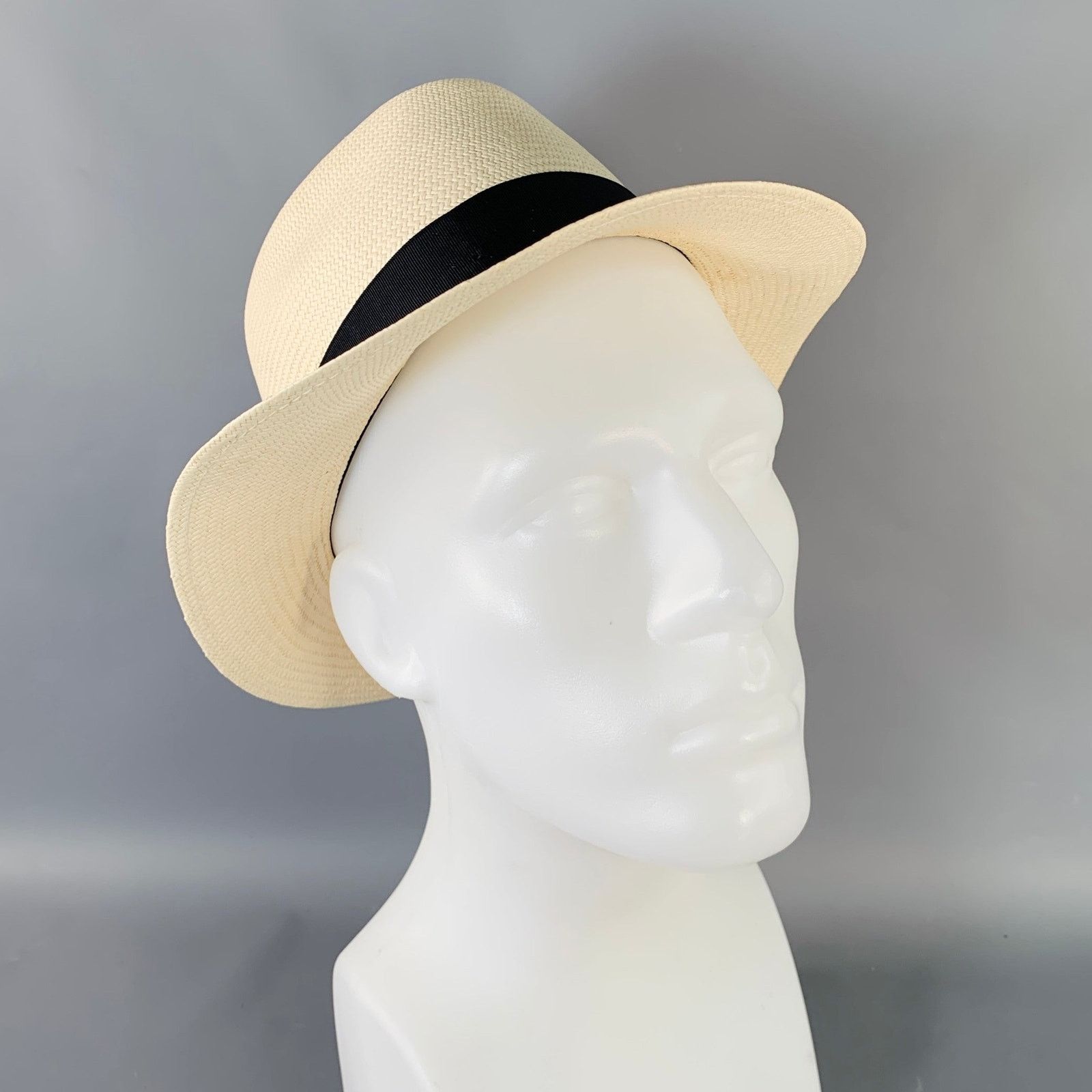 Borsalino BORSALINO Size S Beige Black Straw Fedora Size ONE SIZE - 2 Thumbnail