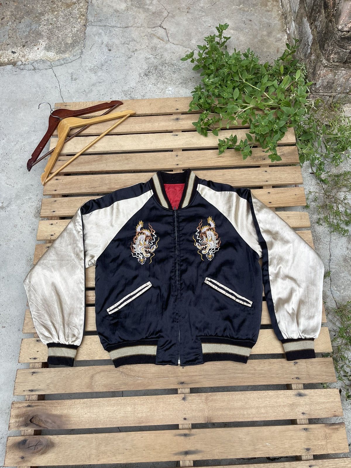 Vintage Sukajan Twin Dragon Embroidery Rare Japanese Souvenir Jacket Size US M / EU 48-50 / 2 - 2 Thumbnail