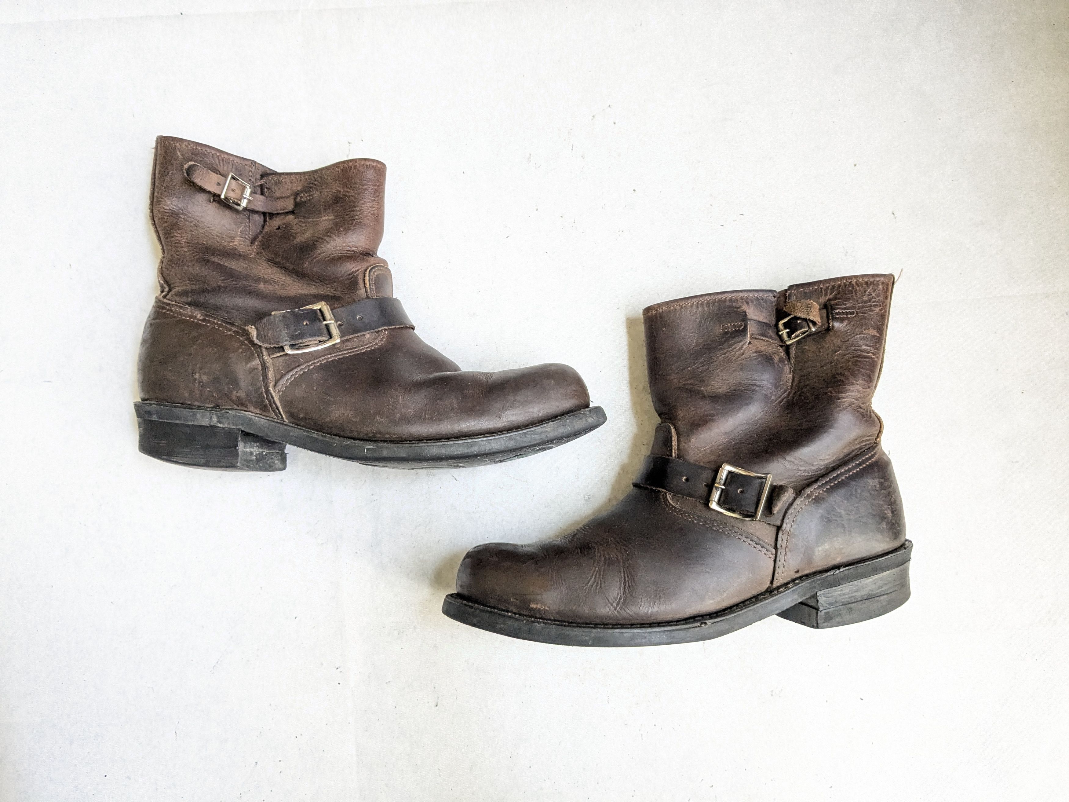 Frye Engineer Boots Brown Leather 10 M Leather Buckle