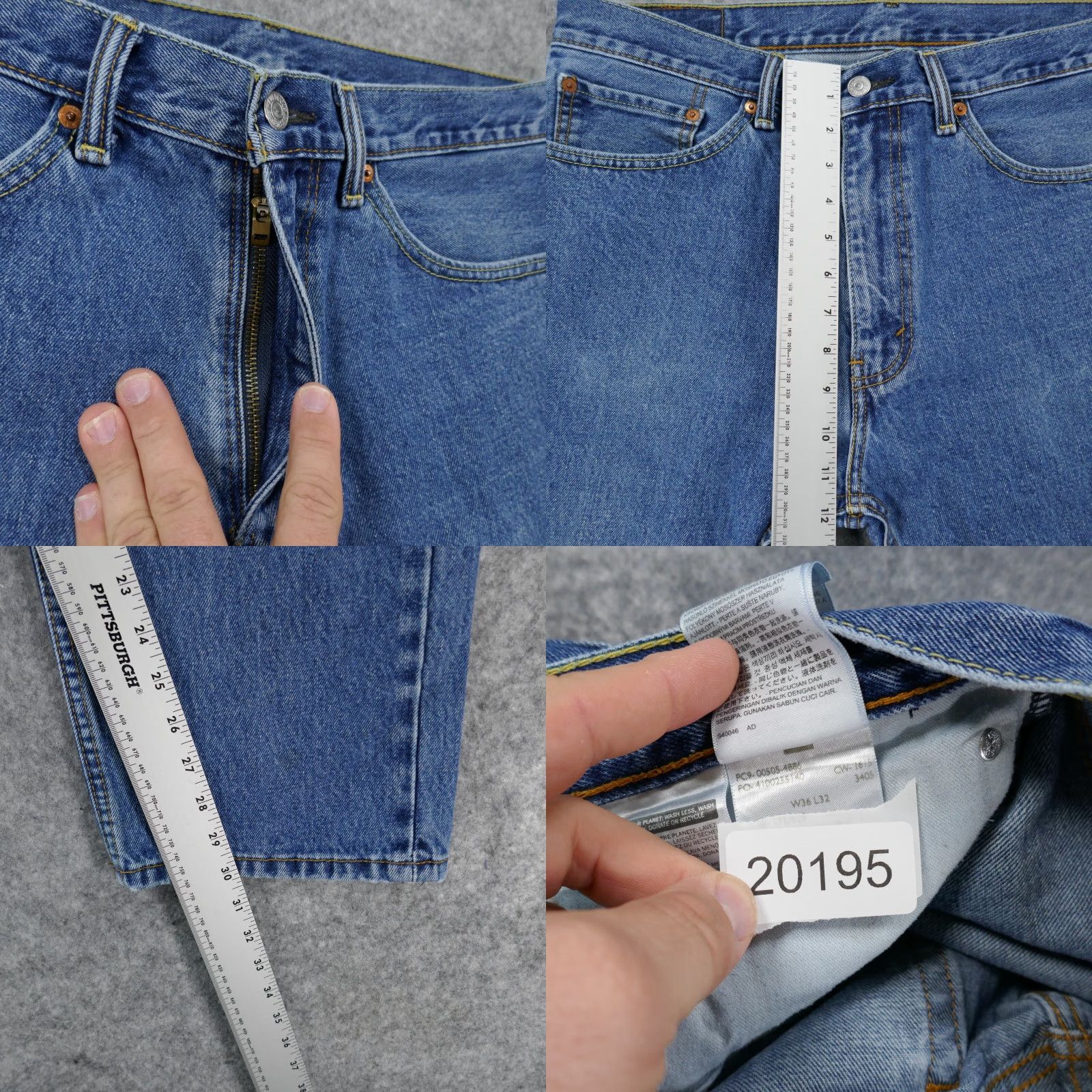 Levi's Levi's 505 Jeans Mens 36x32 Regular Straight Med Wash Size US 36 / EU 52 - 8 Thumbnail