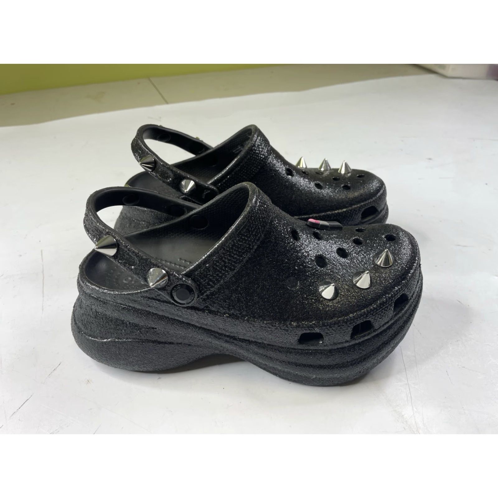 Crocs CROCS BAE Stud Glitter Black Wedge Slide Chunky Women Size 10 Platform Slip-On Shoes Size US 10 / IT 40 - 2 Thumbnail