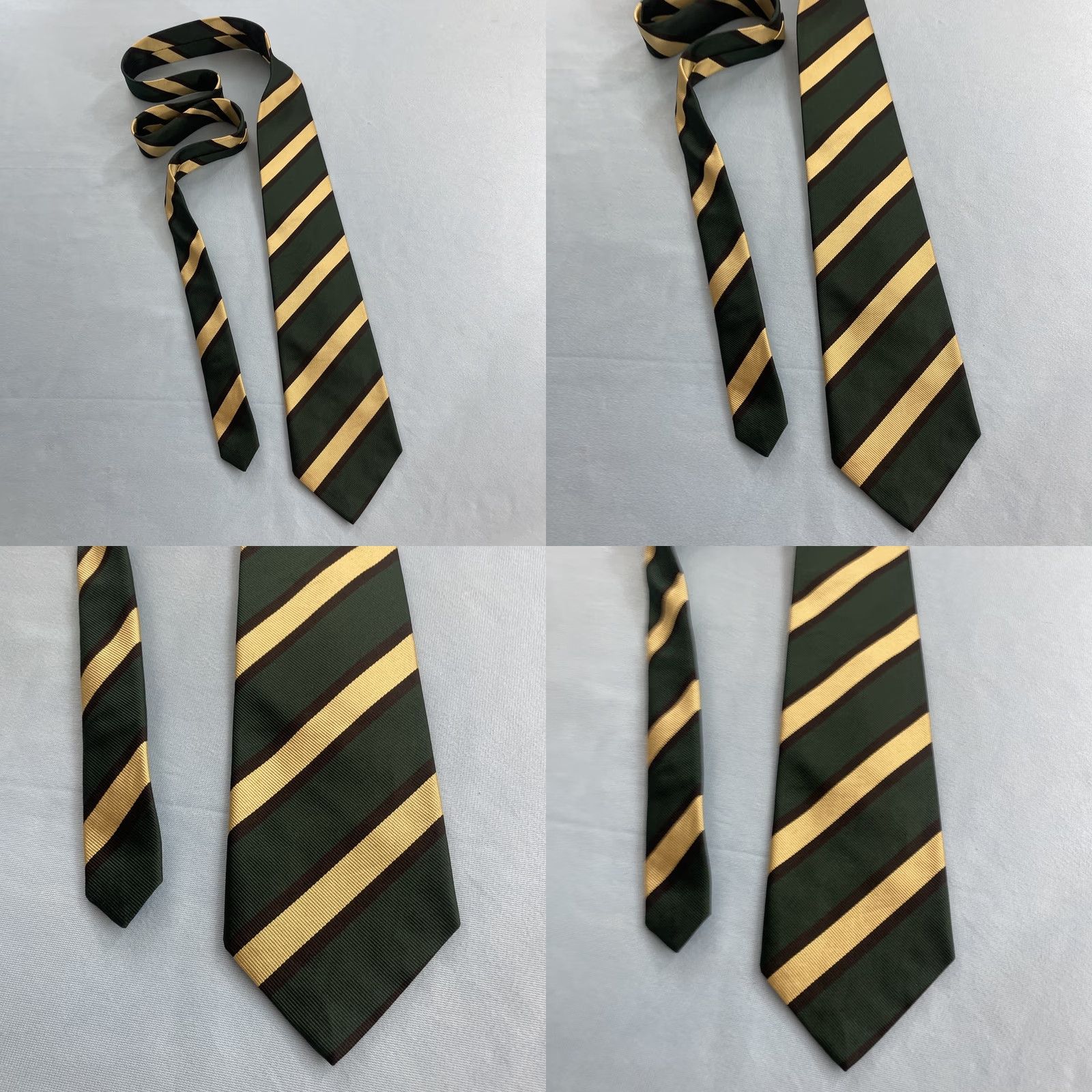 Club Room VINTAGE Club Room Tie Shirt Mens 3.5x57 Green Black Cream Repp Stripe 100% Silk USA Necktie Size ONE SIZE - 9 Thumbnail