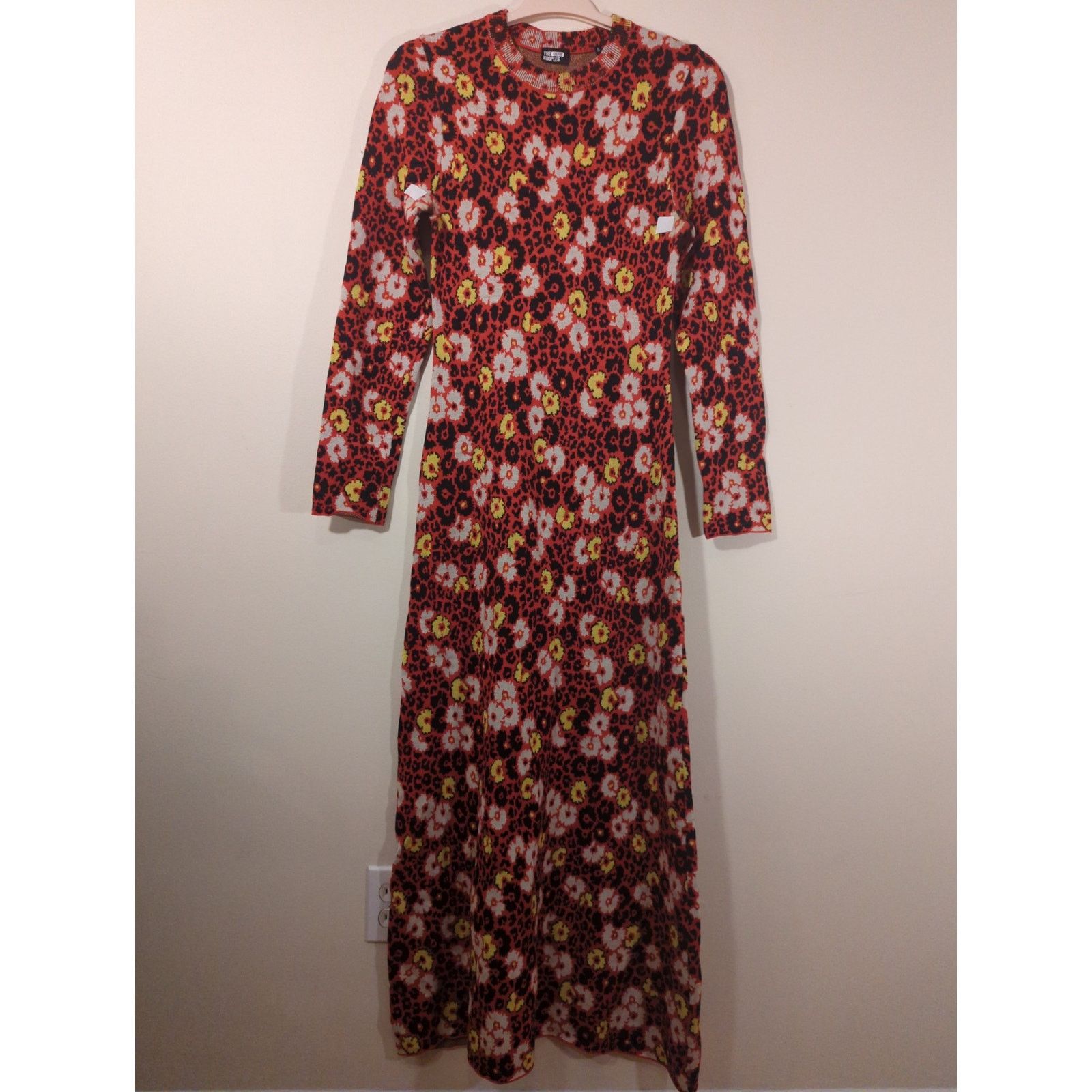 The Kooples RTR The Kooples XL Red Black Floral Sweater Mock Maxi Dress Size XL / US 12-14 / IT 48-50 - 3 Thumbnail