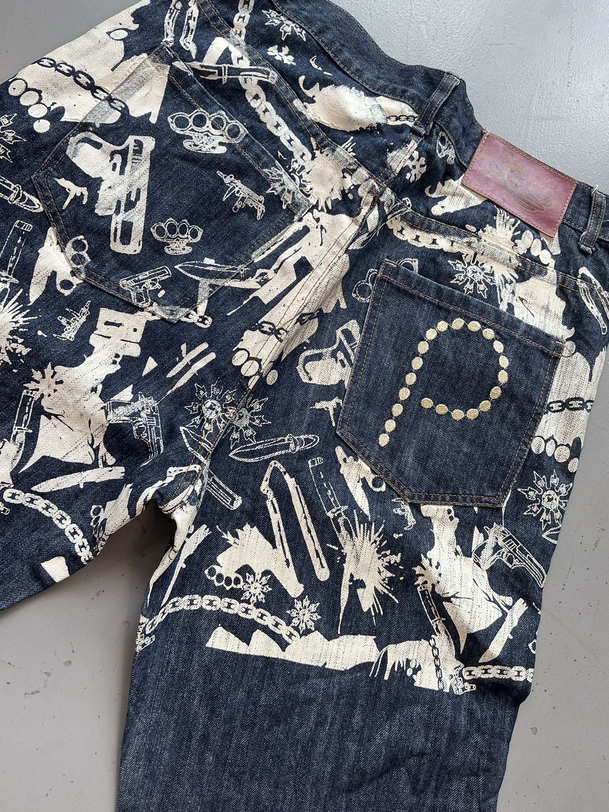 Designer × Vintage Vintage parish crazy patterns printed straight fit denim Size US 35 - 12 Thumbnail