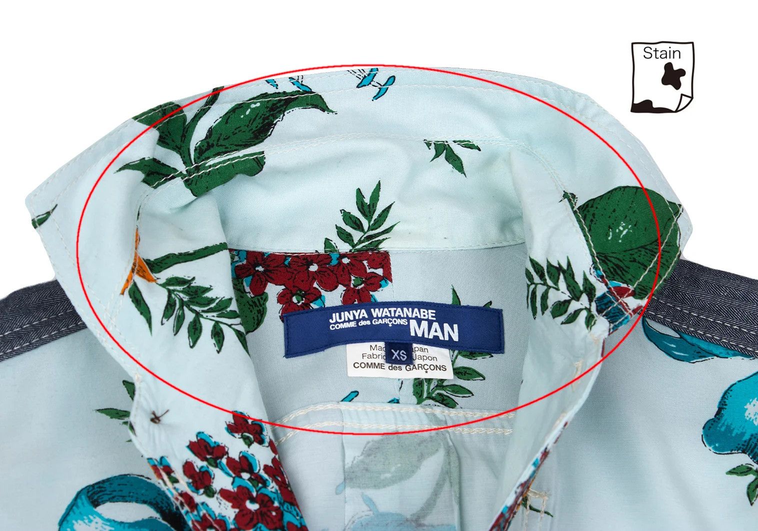 Junya Watanabe Floral Print Rayon Short Sleeve Shirt in Light Blue Size US XS / EU 42 / 0 - 5 Thumbnail