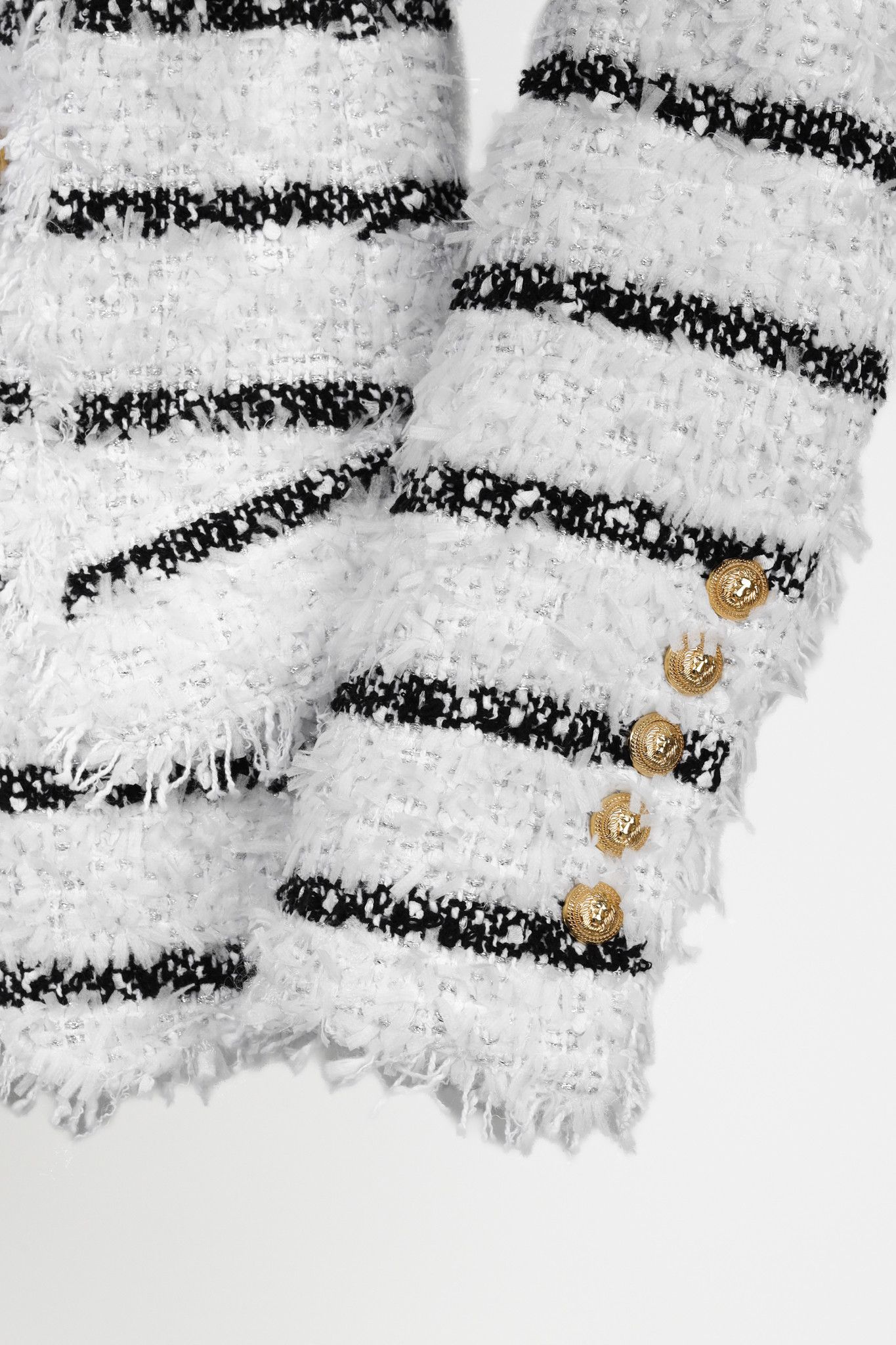 Balmain Balmain Black White Silver Bouclé Striped Tweed Blazer Size XS / US 0-2 / IT 36-38 - 6 Thumbnail