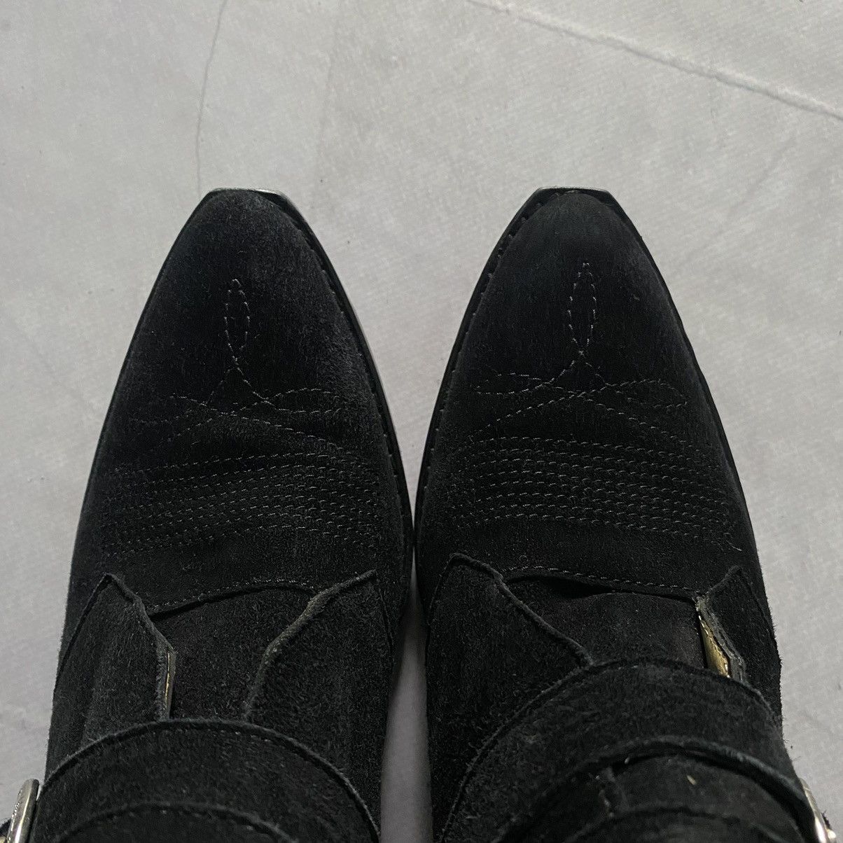Japanese Brand Japan Toga Pulla Black Suede Four Buckle Western Boots Y2K Size US 8 / IT 38 - 5 Thumbnail