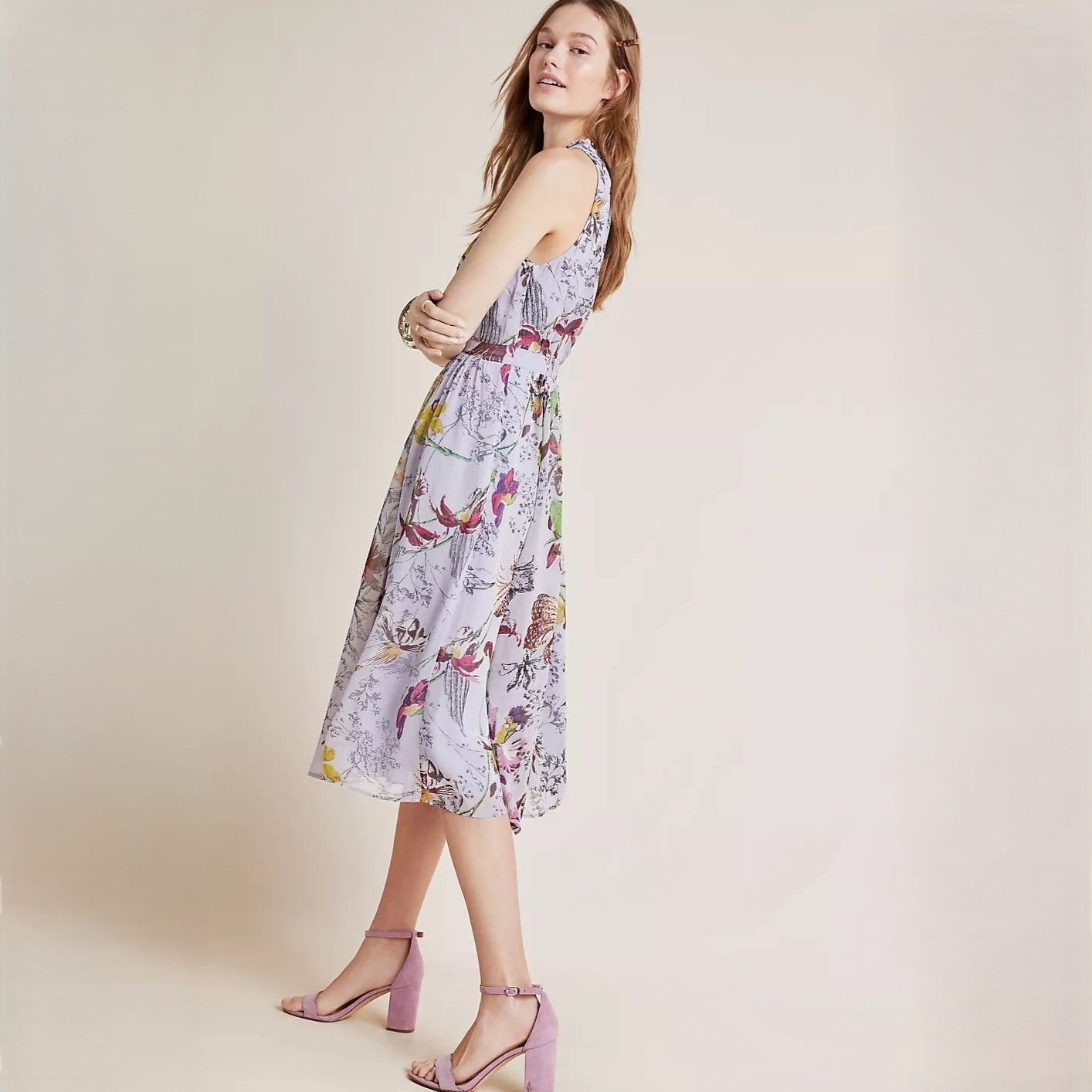 Anthropologie Hermia Midi Dress in Floral Motif in size 8 NWT MSRP $170 Size M / US 6-8 / IT 42-44 - 2 Thumbnail