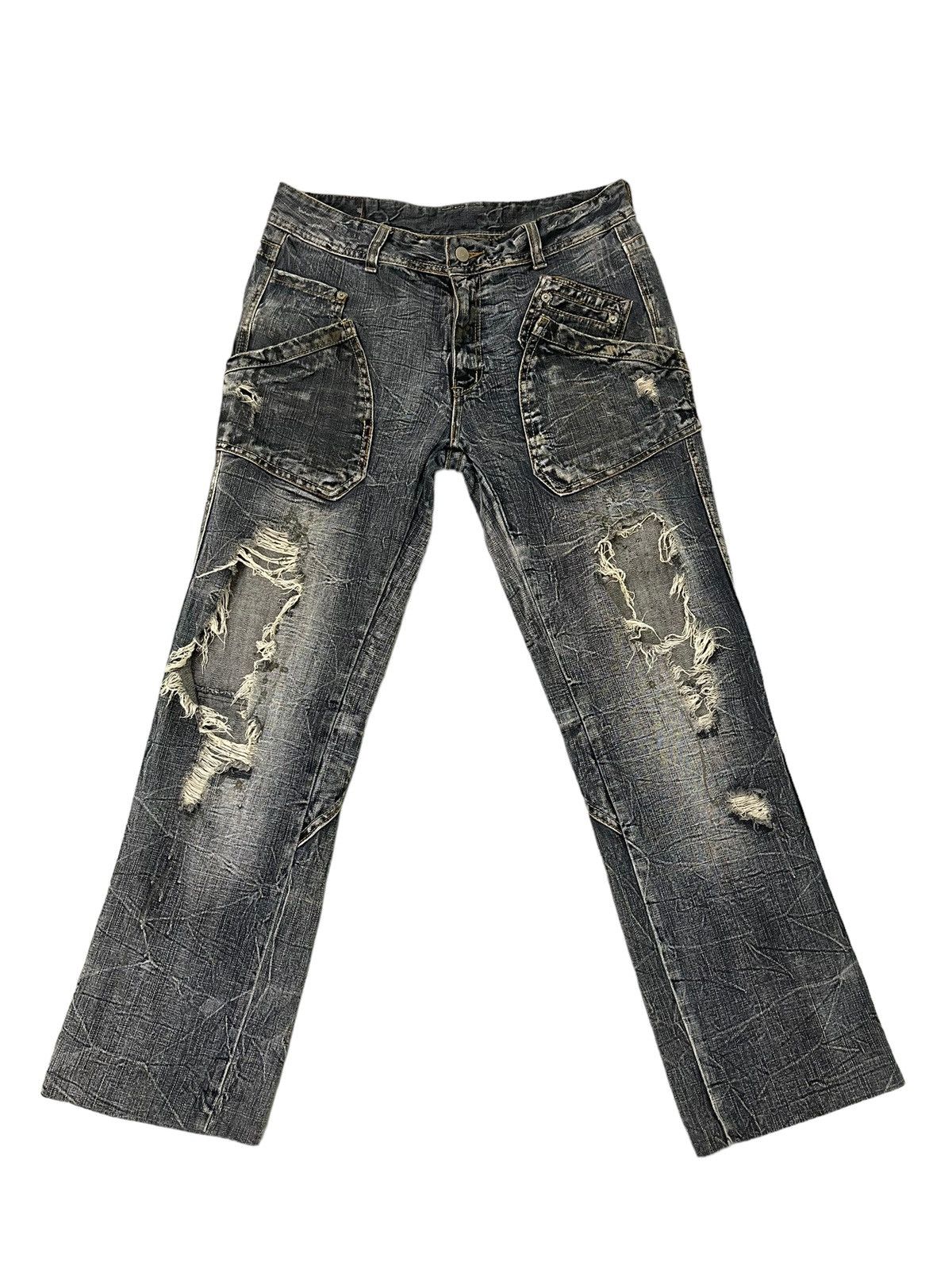 Japanese Brand Painted Jeans Solberry Faded Distress Regular 8🟦3 Size US 33 - 1 Thumbnail
