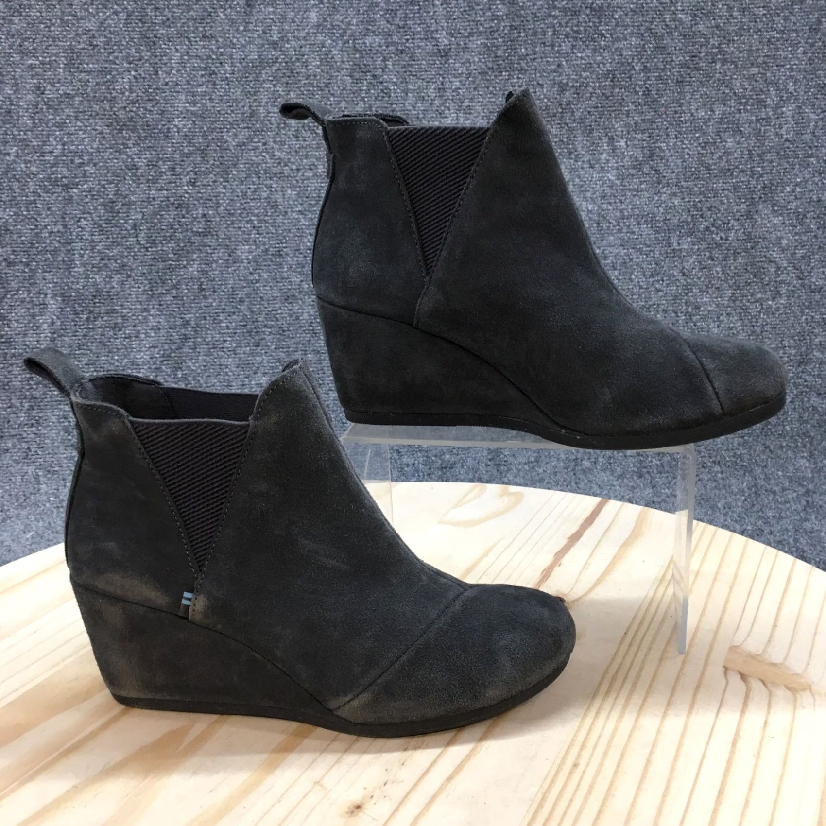 Toms TOMS Boots Womens 8 Kelsey Ankle Wedge Booties Gray Suede Pull On Size US 8 / IT 38 - 2 Thumbnail