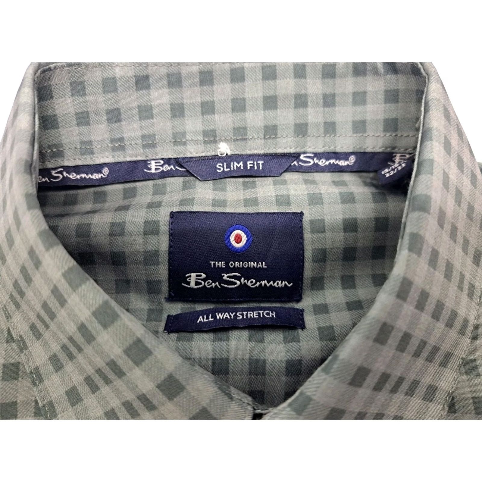 Ben Sherman Ben Sherman Mens Long Sleeve Slim Stretch Green Check Shirt 15/15.5 32-33 #7023 Size US M / EU 48-50 / 2 - 4 Thumbnail
