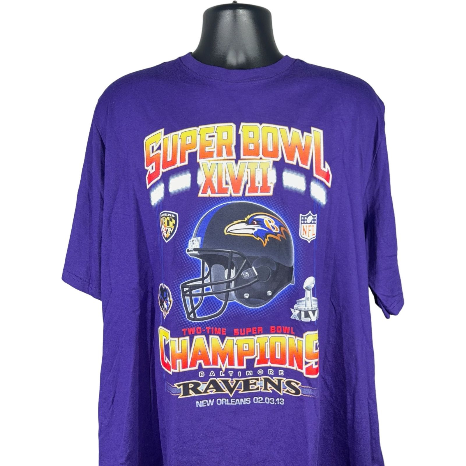 Jerzees Baltimore Ravens Super Bowl XLVII Champs 2012 NFL Tee Size US XL / EU 56 / 4 - 2 Thumbnail