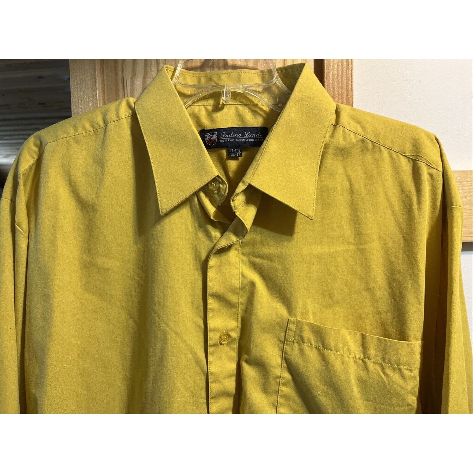Other Fortino Landi Shirt Mens 17 36/37 French Cuff Button Gold LS Size US L / EU 52-54 / 3 - 4 Thumbnail