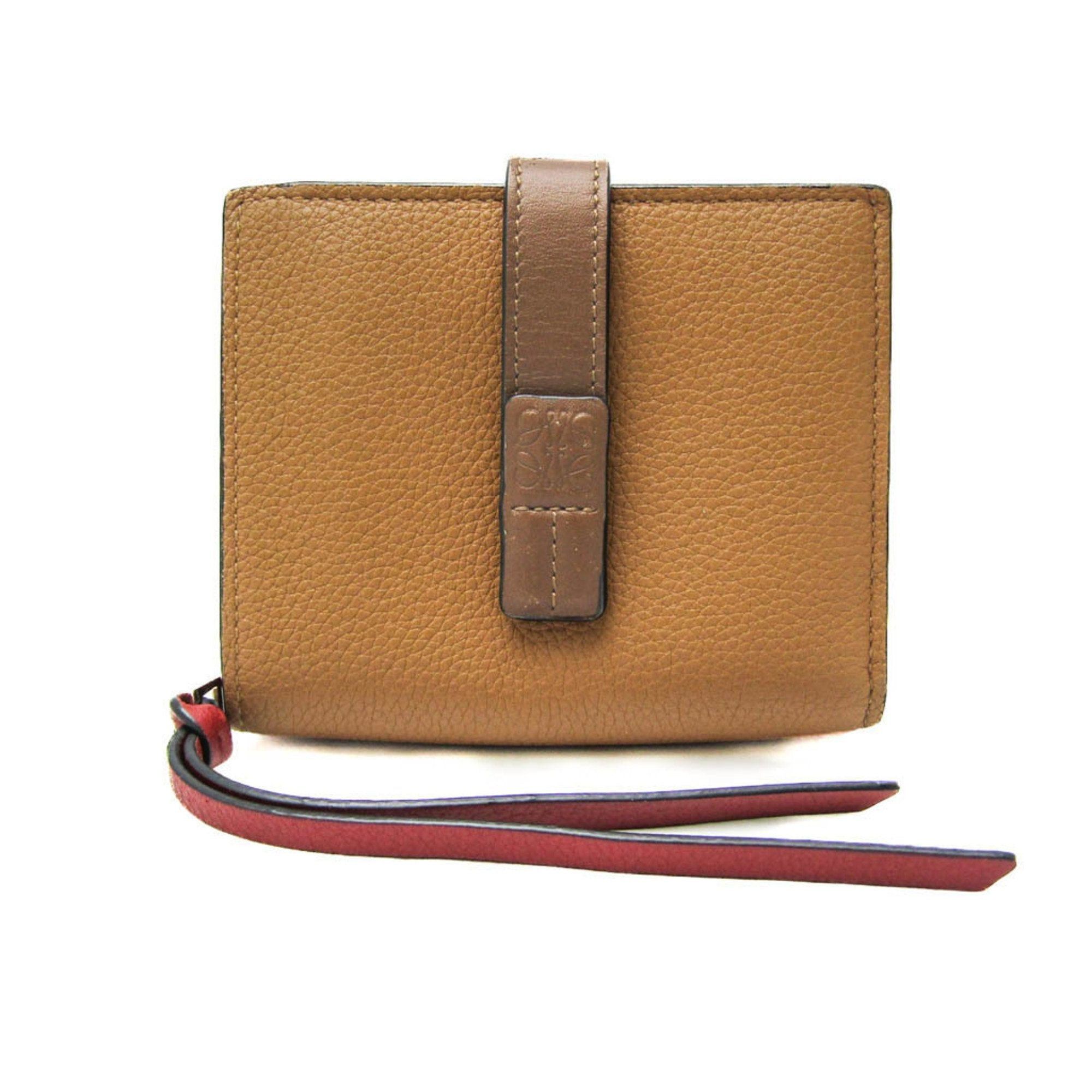 image of Loewe C660Z41X01 Women's Leather Wallet [Bi-Fold] Bordeaux,brown in Red