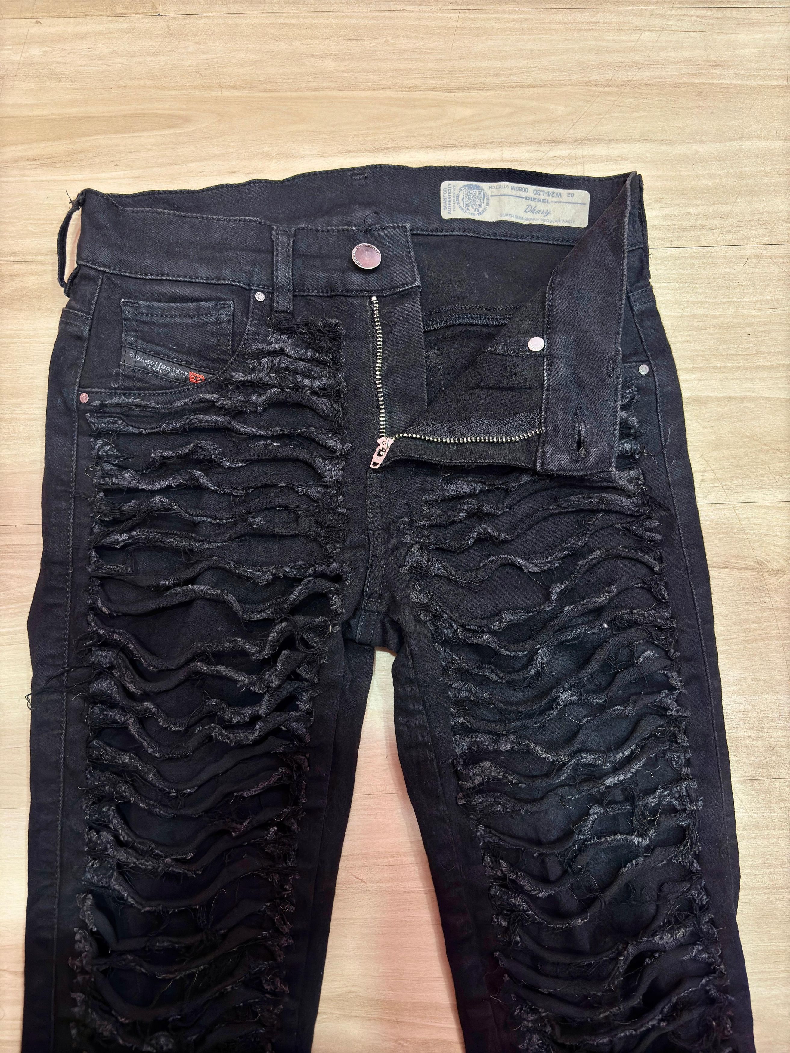 Diesel Diesel Dhary 0686M Jeans Super Tight Black Cracked Stretch Size 24" / US 00 / IT 34 - 4 Thumbnail