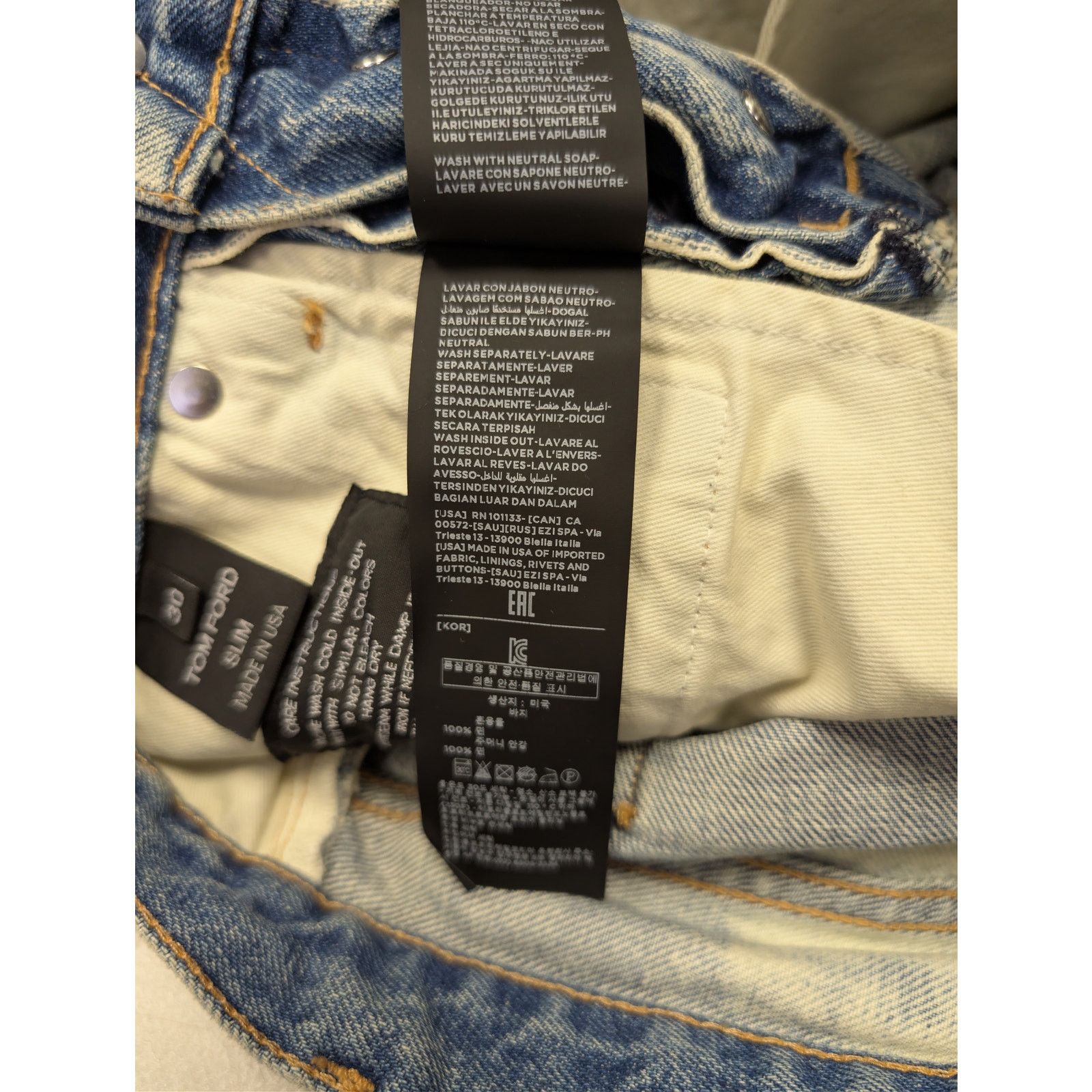 Tom Ford o1rshd1 Slim-Fit Denim Jeans in Pale Bleached Size US 30 / EU 46 - 21 Thumbnail
