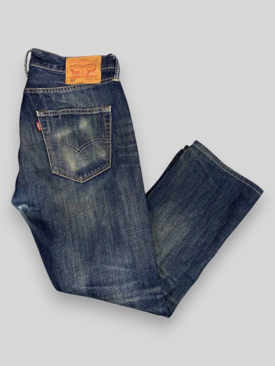 Levi's levis 501 darkwash distressed denim nice design Size US 34 / EU 50 - 1 Thumbnail