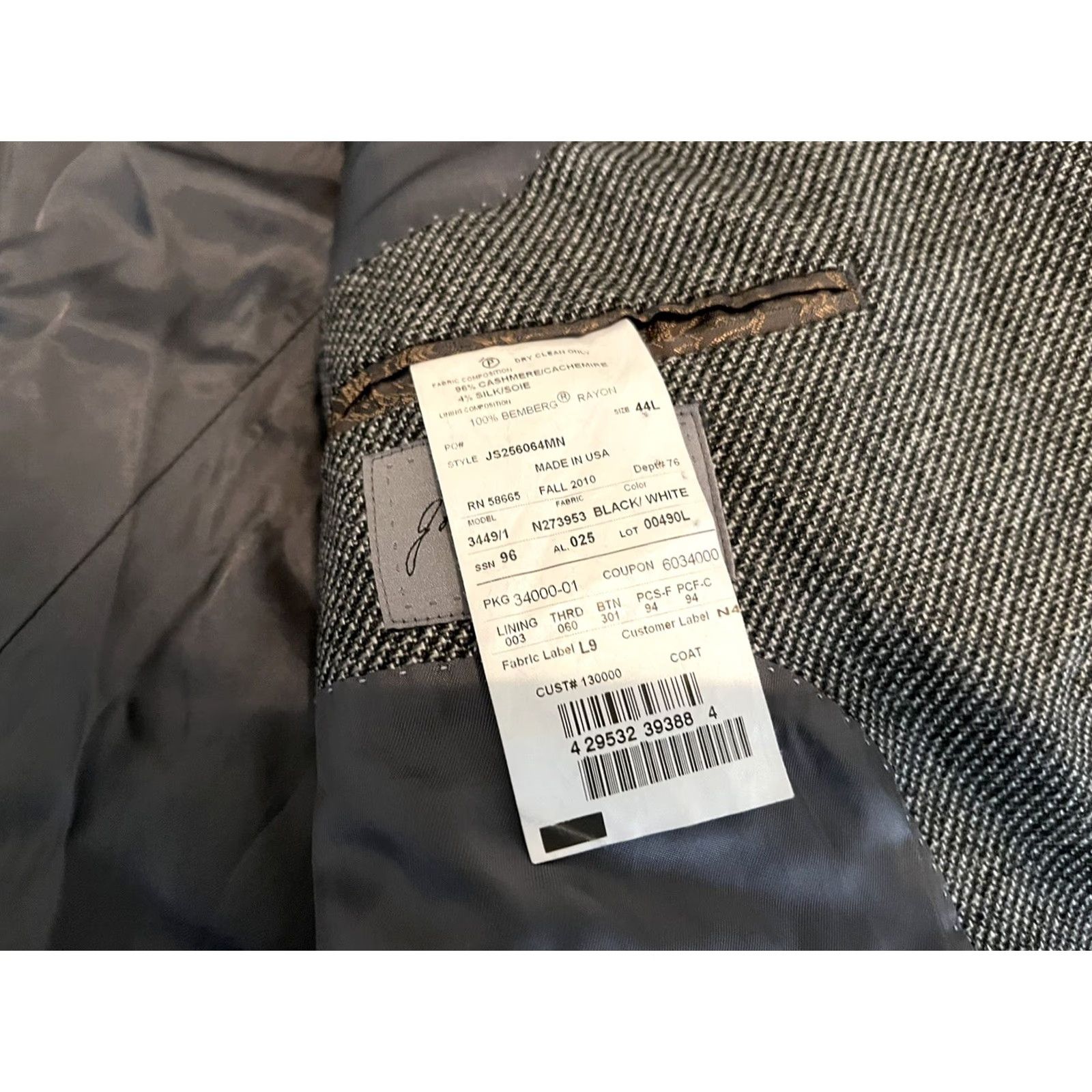 Nordstrom VINTAGE Nordstrom Loro Piana Cashmere Silk Gray Sport Coat Jacket Blazer Mens 44L Size 44R - 5 Thumbnail