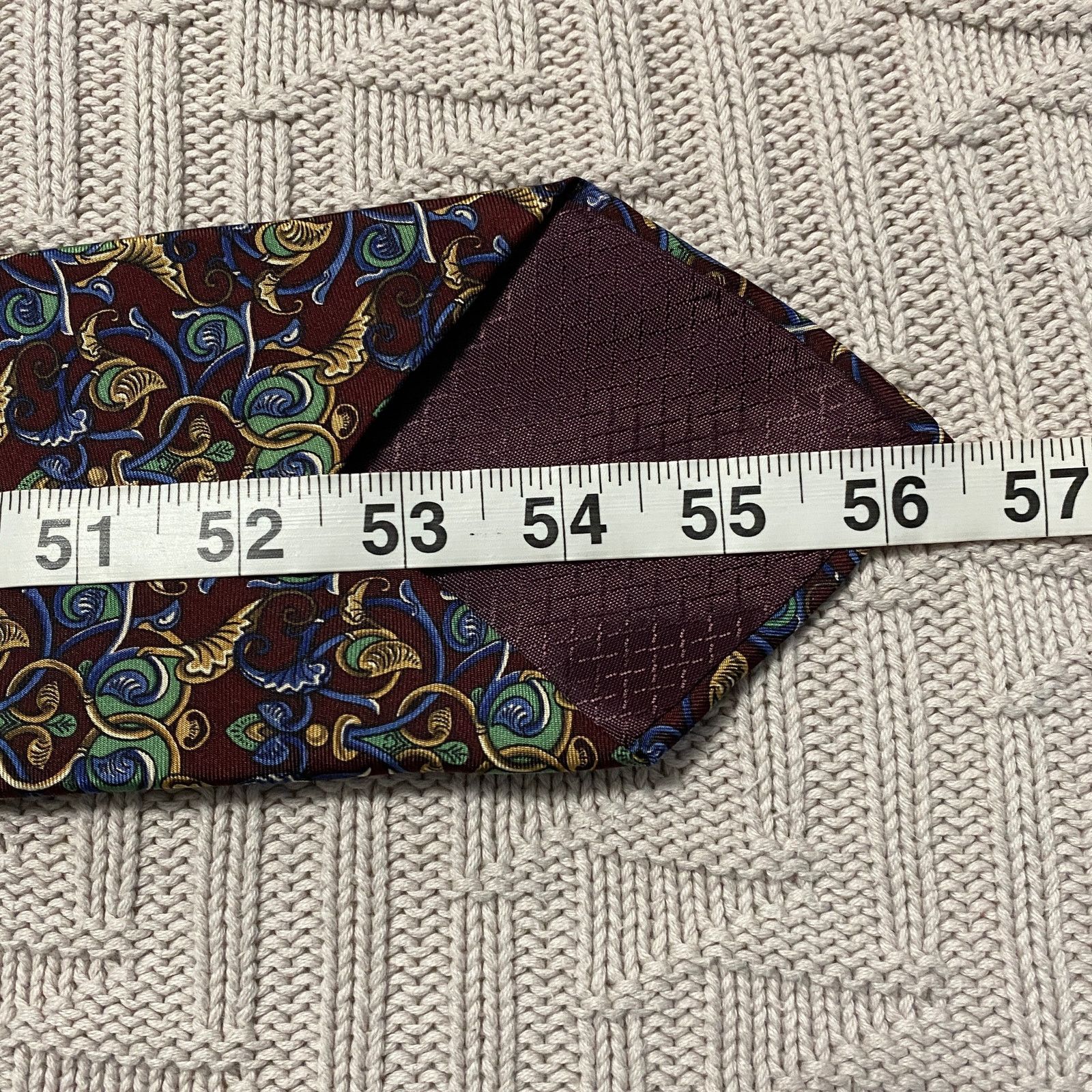 Dior Dior maroon scroll print silk tie Size ONE SIZE - 4 Thumbnail