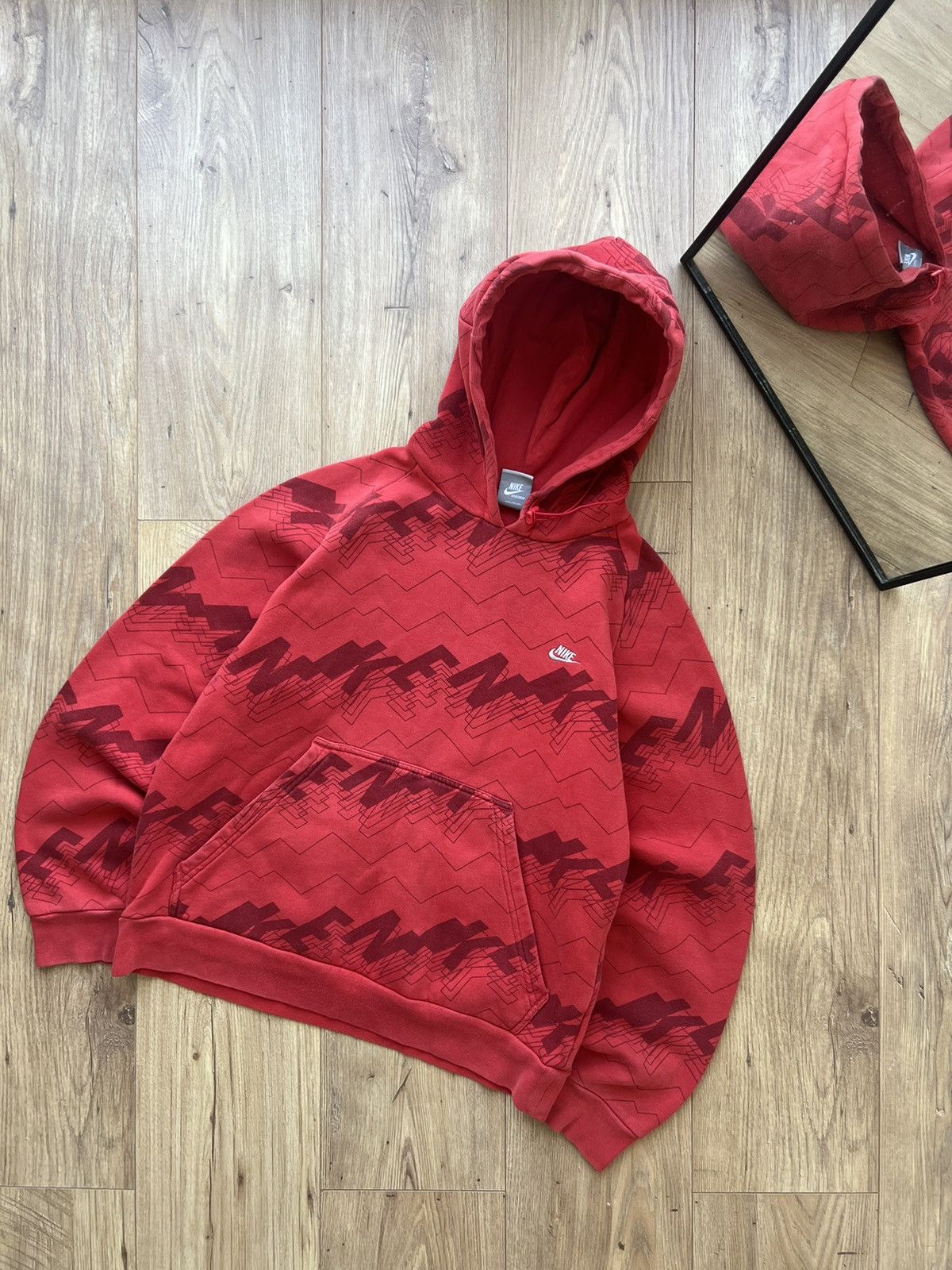 Nike 00’s NIKE MONOGRAM Y2K RARE BOXY HOODIE SWOOSH LOGO Size US S / EU 44-46 / 1 - 1 Thumbnail