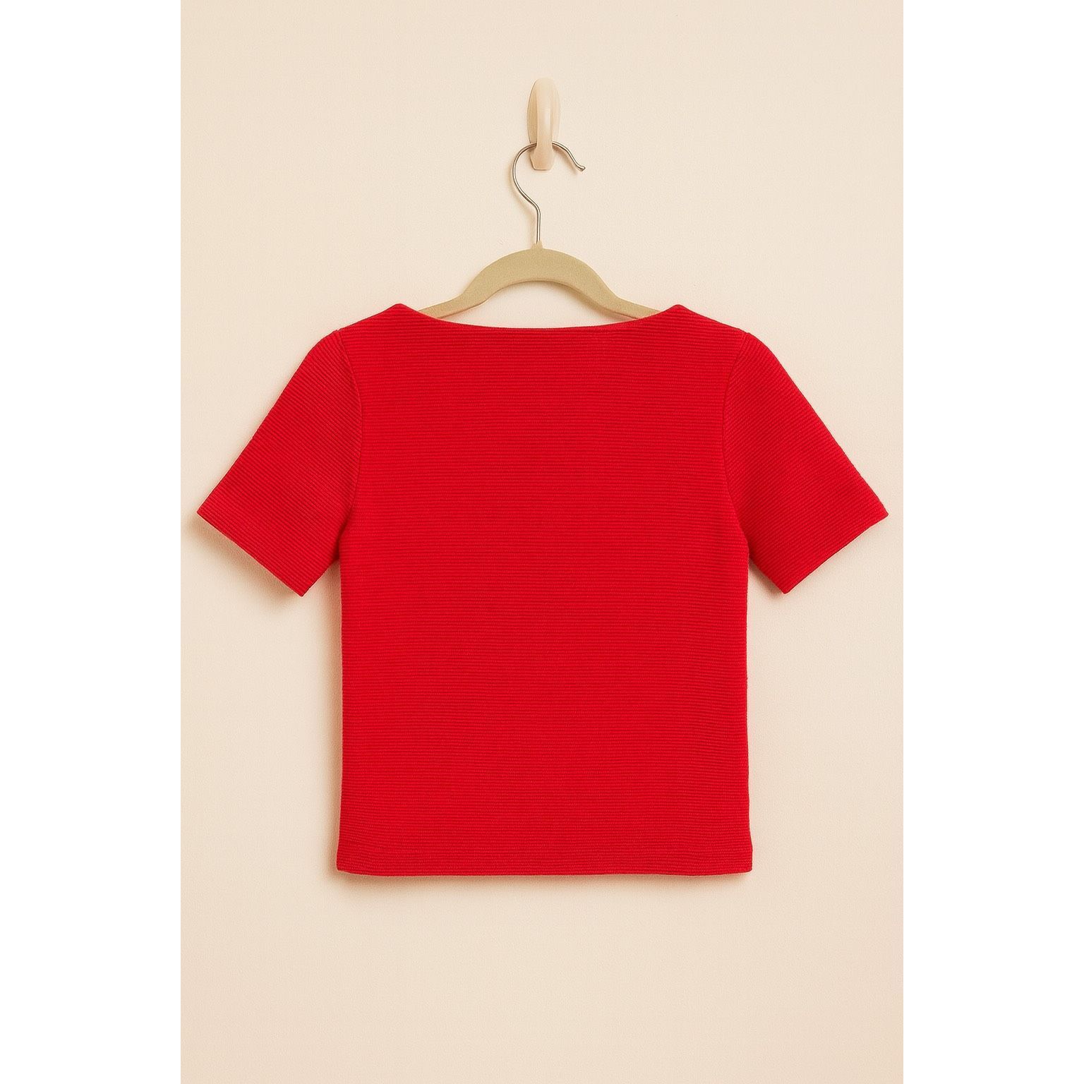 Lauren Ralph Lauren Lauren Ralph Lauren Red Ribbed Top XS – Button Detail Size XS / US 0-2 / IT 36-38 - 2 Thumbnail