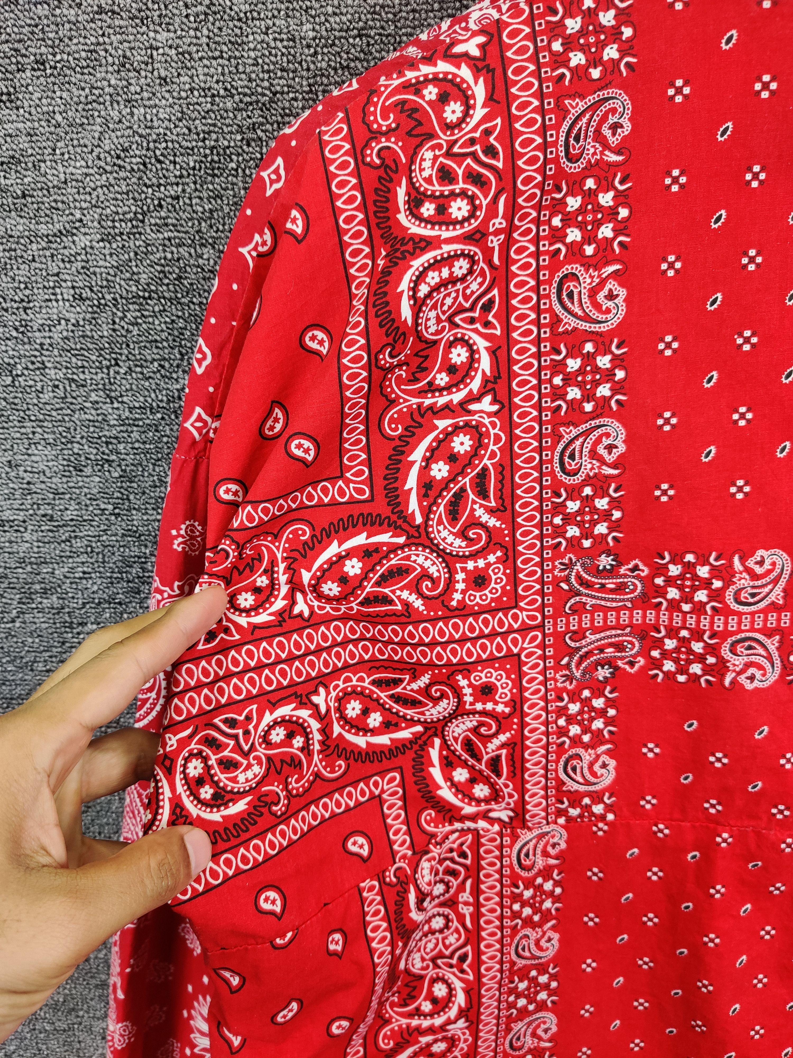 Nice❗Vintage READYMADE Bandana Red Shirts Button Ups