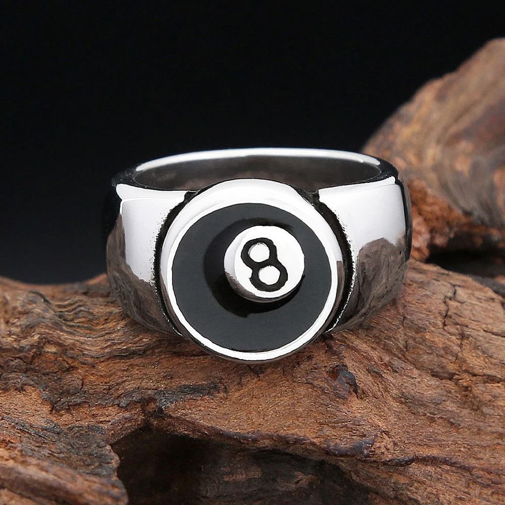 Other Stainless Steel Number Black 8 Ring Size ONE SIZE - 5 Thumbnail