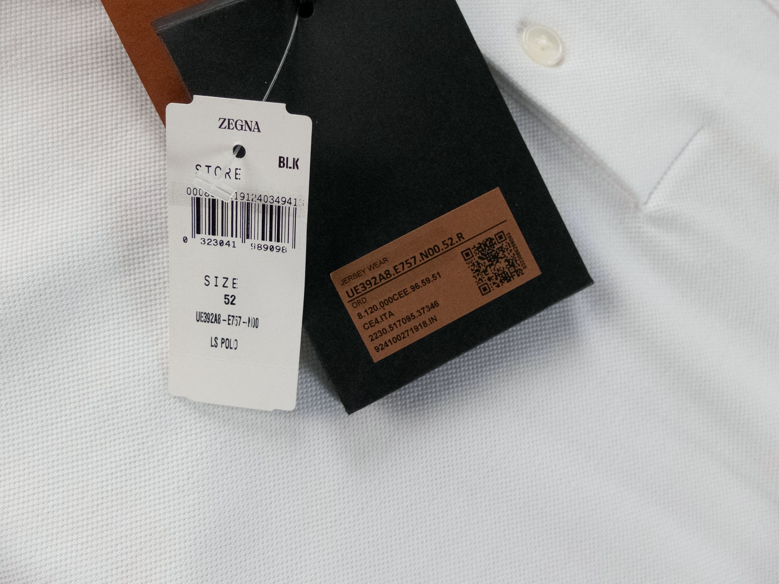 Ermenegildo Zegna ZEGNA solid white long sleeve cotton polo shirt 52 Large Size US L / EU 52-54 / 3 - 6 Thumbnail