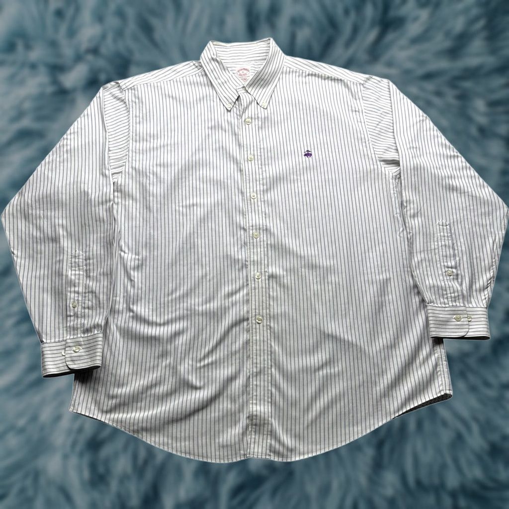 Brooks Brothers Brooks Brothers Original Polo Button Up Shirt Mens XL Long Sleeve Purple Striped Size US XL / EU 56 / 4 - 1 Thumbnail