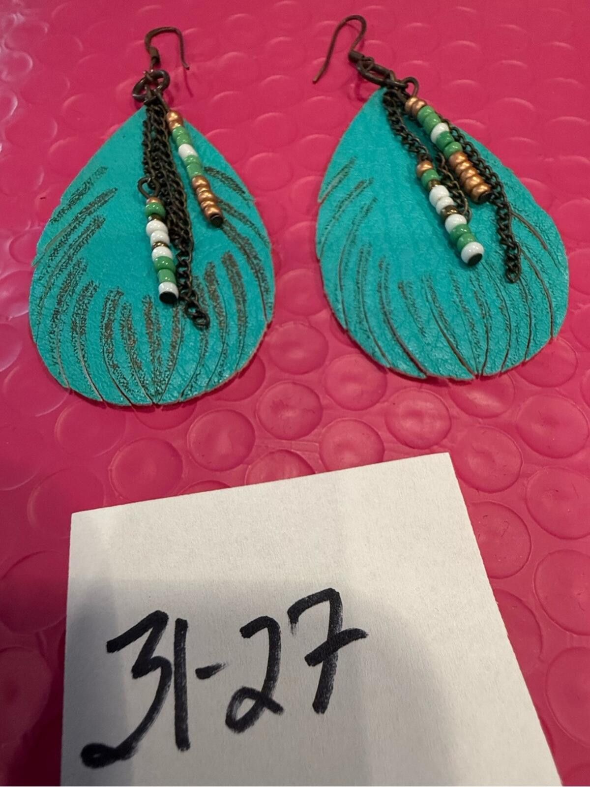 Other Boho western earrings leather feather beads chain Size ONE SIZE - 6 Thumbnail