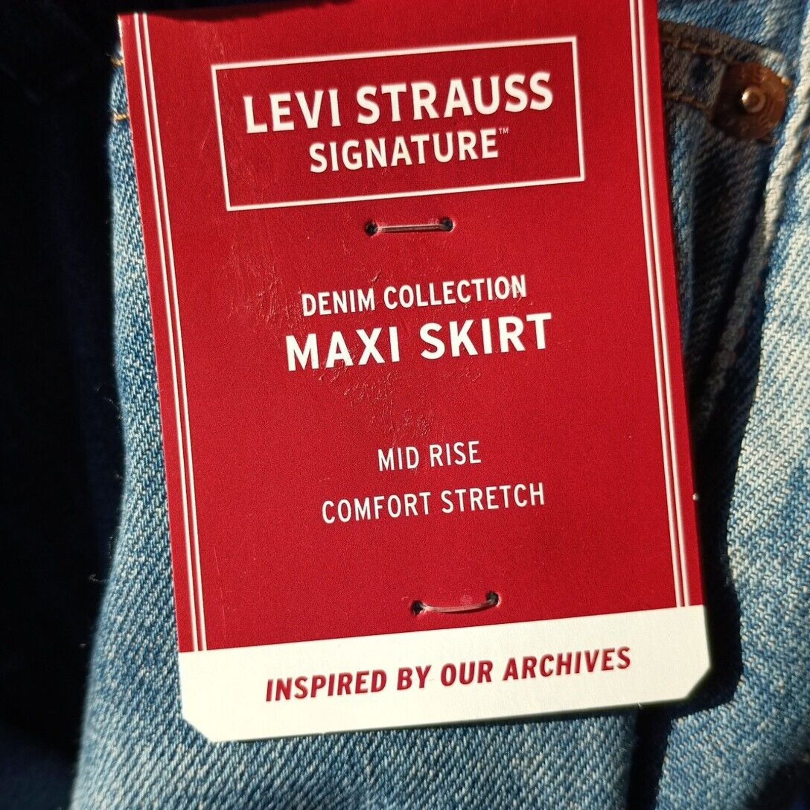 Levi's Levi Strauss Mid Rise Stretch Blue Maxi Skirt Size 8 W29 Size 29" - 7 Thumbnail