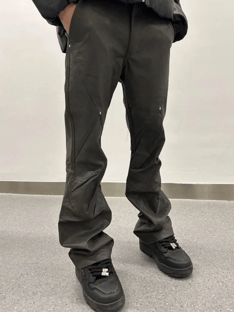 Japanese Brand × Vintage Avant garde studded pu leather flare pants Size US 30 / EU 46 - 4 Thumbnail