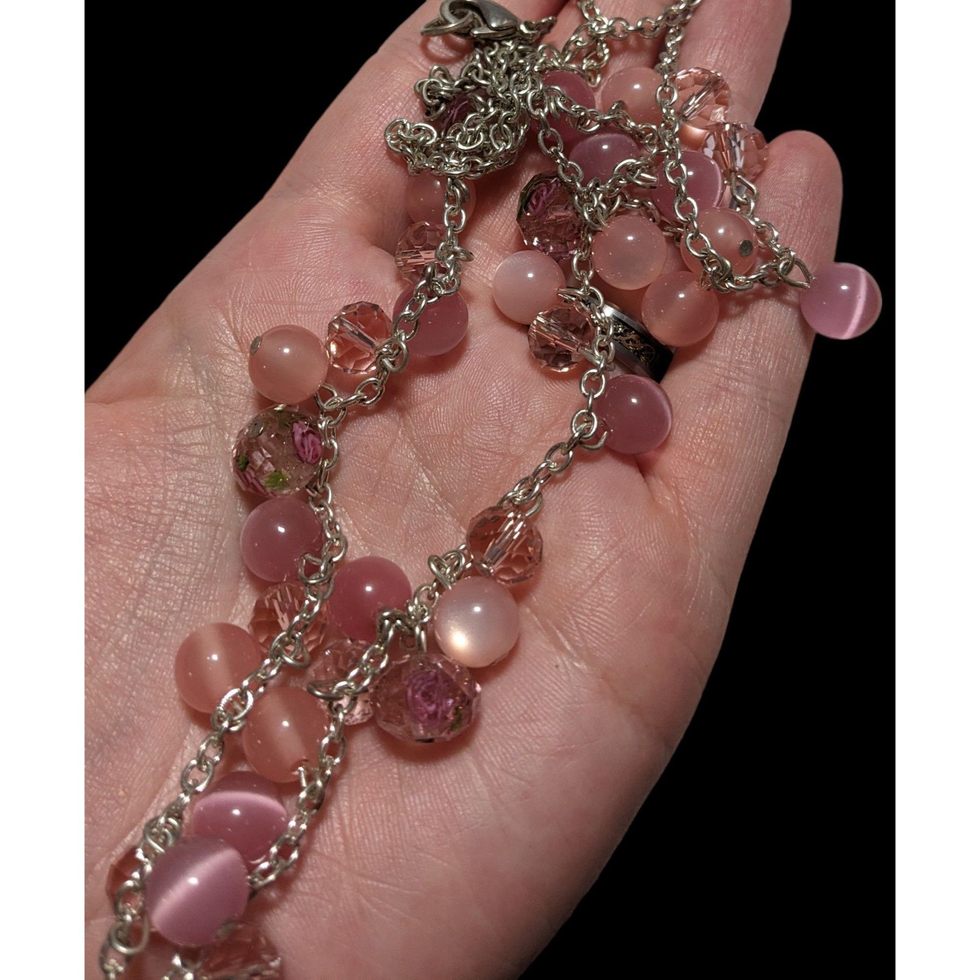 Other Pink & Silver Beaded Fringe Neckalce Size ONE SIZE - 12 Thumbnail