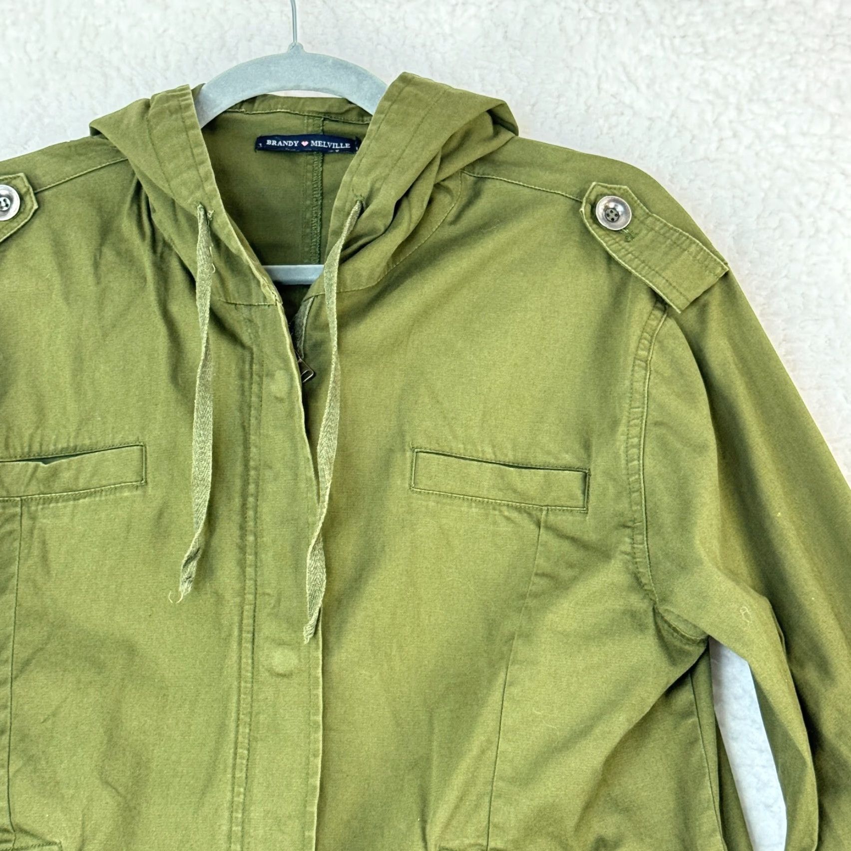 Brandy Melville Brandy Melville Military Jacket Womens One Size Green Full Zip Hood Long Sleeve Size ONE SIZE - 2 Thumbnail
