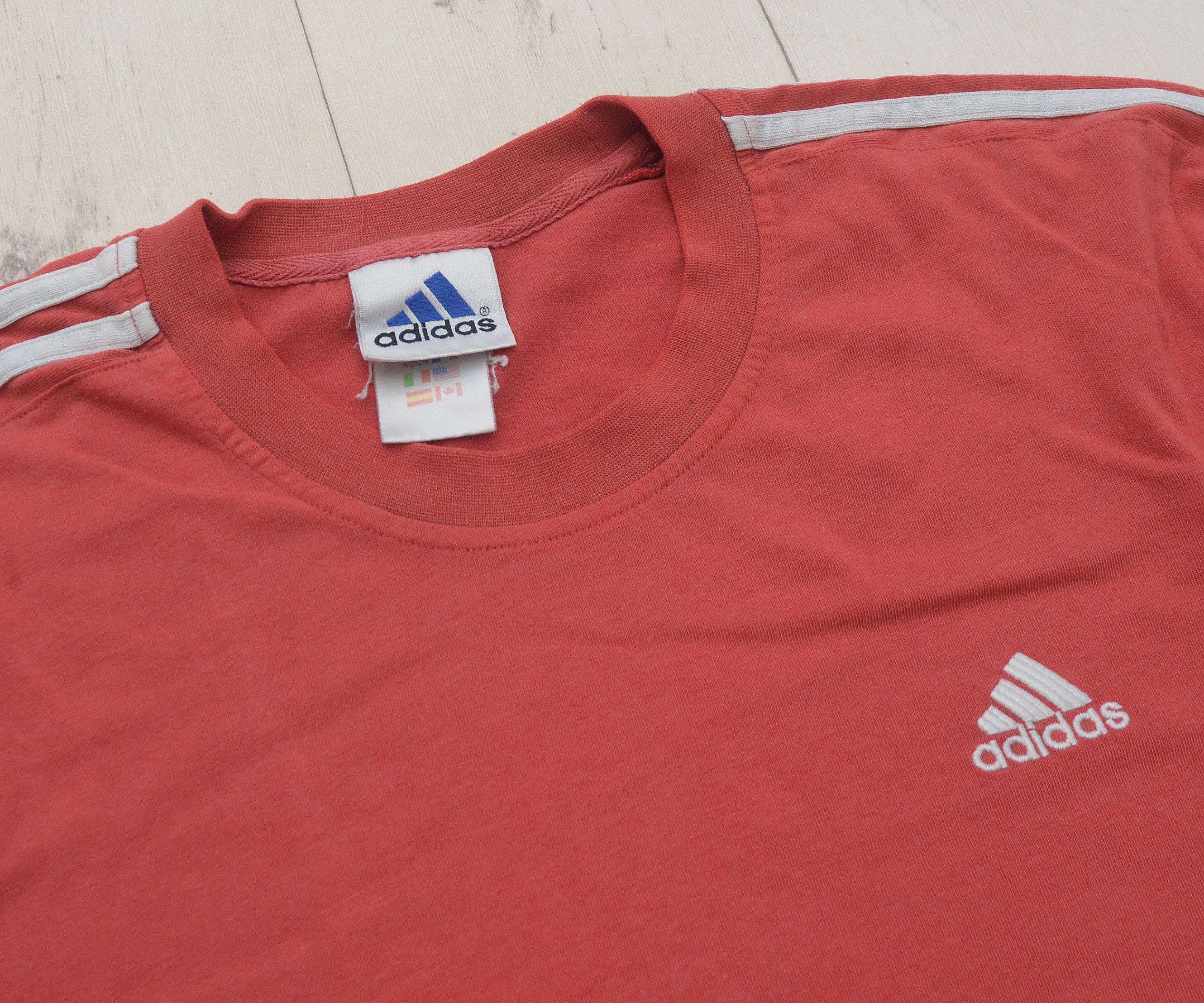 Adidas × Vintage ⛽️ ADIDAS 90’s 3 STRIPES RETRO TEE Y2K Red T-shirt Size US L / EU 52-54 / 3 - 5 Thumbnail