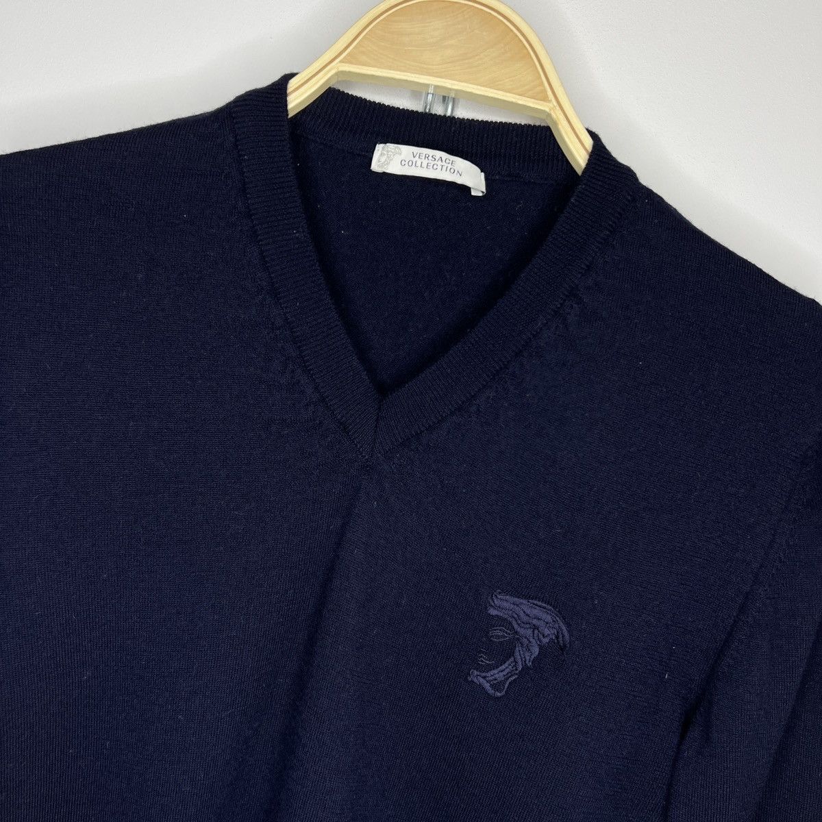Versace Versace COLLECTION Wool Sweater Jumper Navy Size M Size US M / EU 48-50 / 2 - 5 Thumbnail