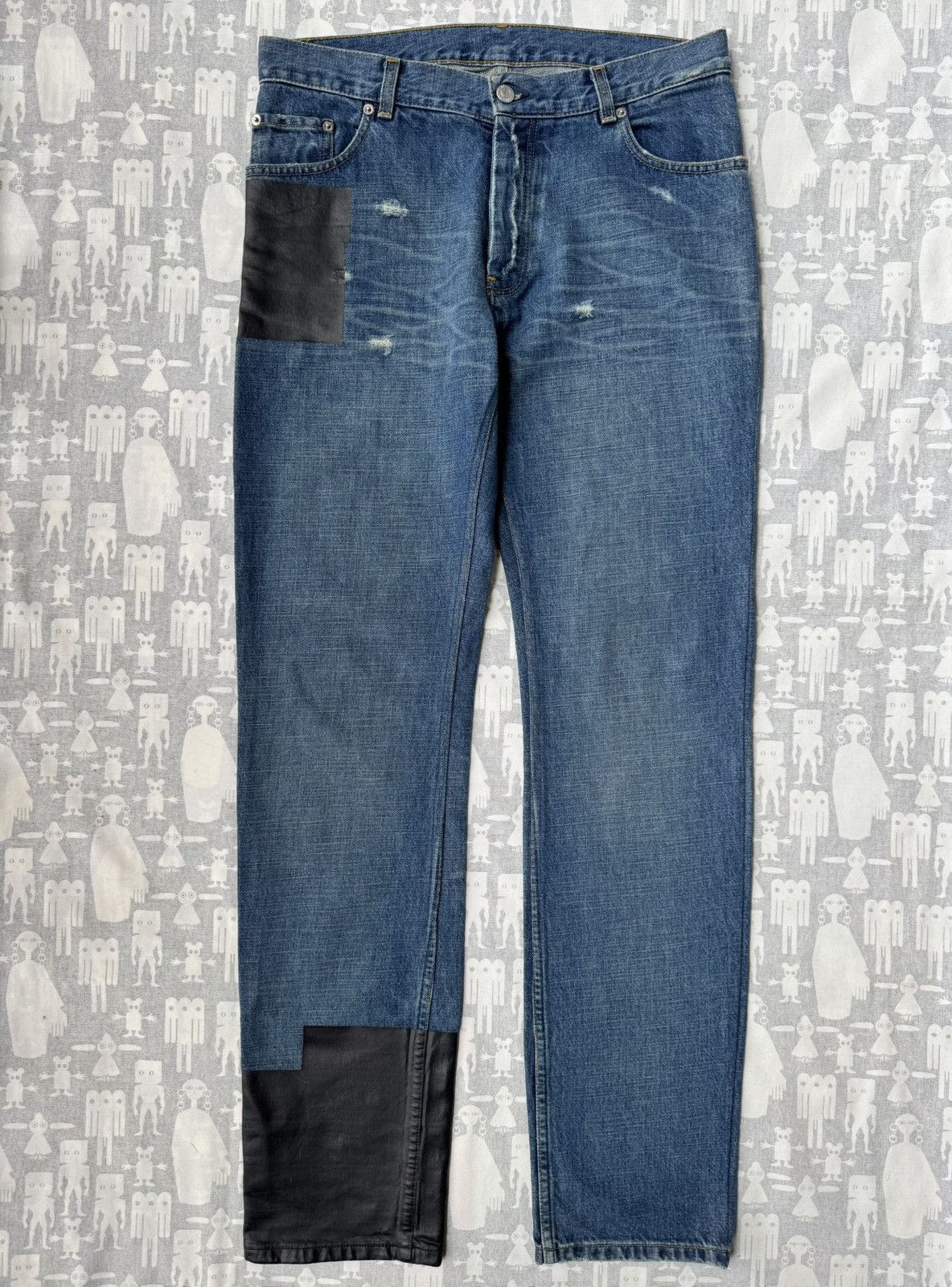 パンツ 03ss Helmut Lang RUBBER TIRE PRINT 33 Helmut Lang 03ss Helmut Lang Rubber Tire Print Denim Pants | Grailed
