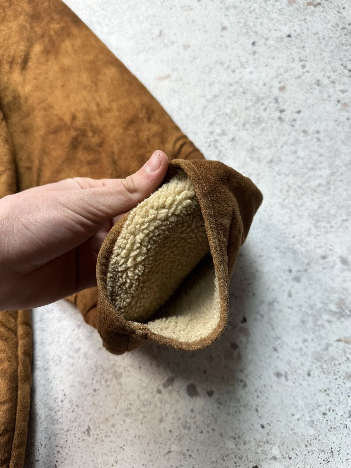 Hugo × Vintage Beautiful Men's HUGO BOSS Tan Faux Sheepskin & Fleece Jacket Size US L / EU 52-54 / 3 - 8 Thumbnail