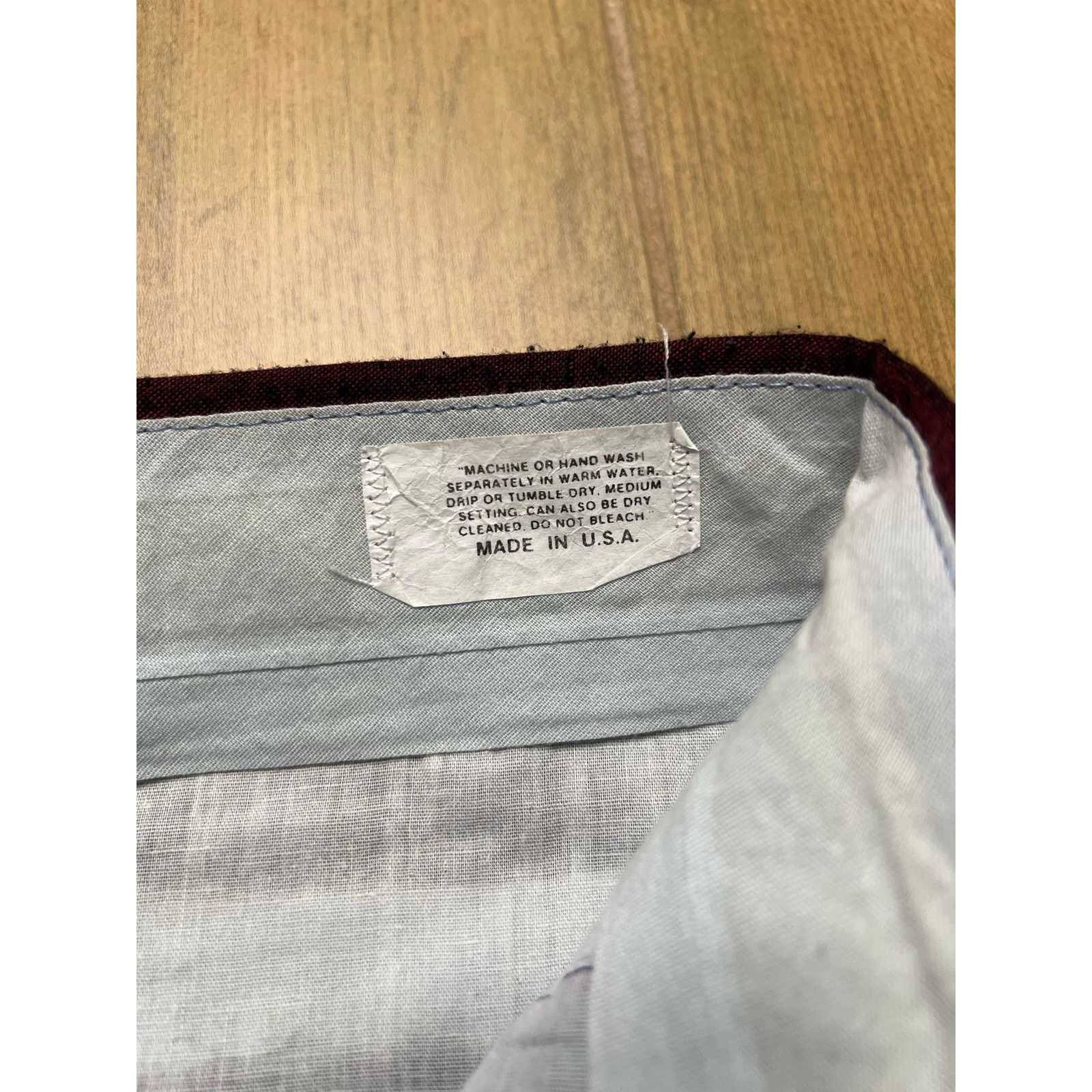 Vintage Vintage 1970s Burgundy Slub Trousers Talon USA Sz 35x31 Size US 35 - 3 Thumbnail