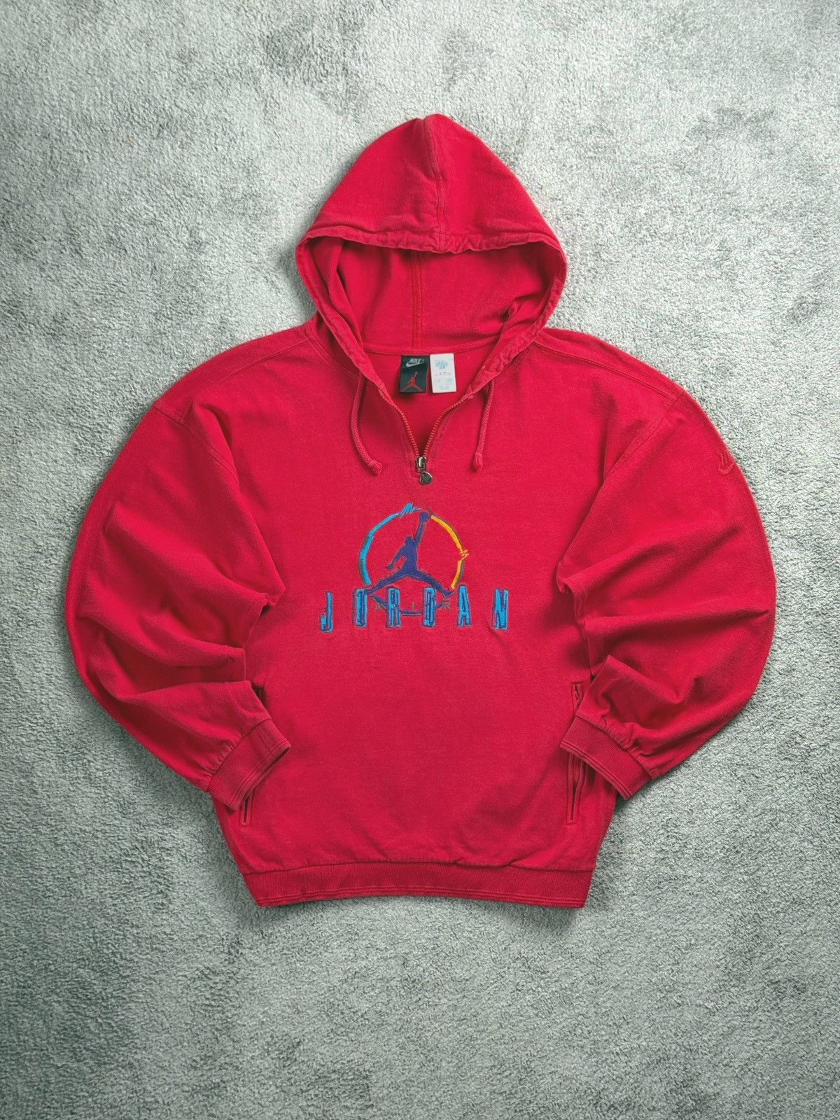 Jordan Brand Jordan x Nike RARE 1993 Vintage Quarter-Zip Hoodie XL Red Size US XL / EU 56 / 4 - 1 Thumbnail